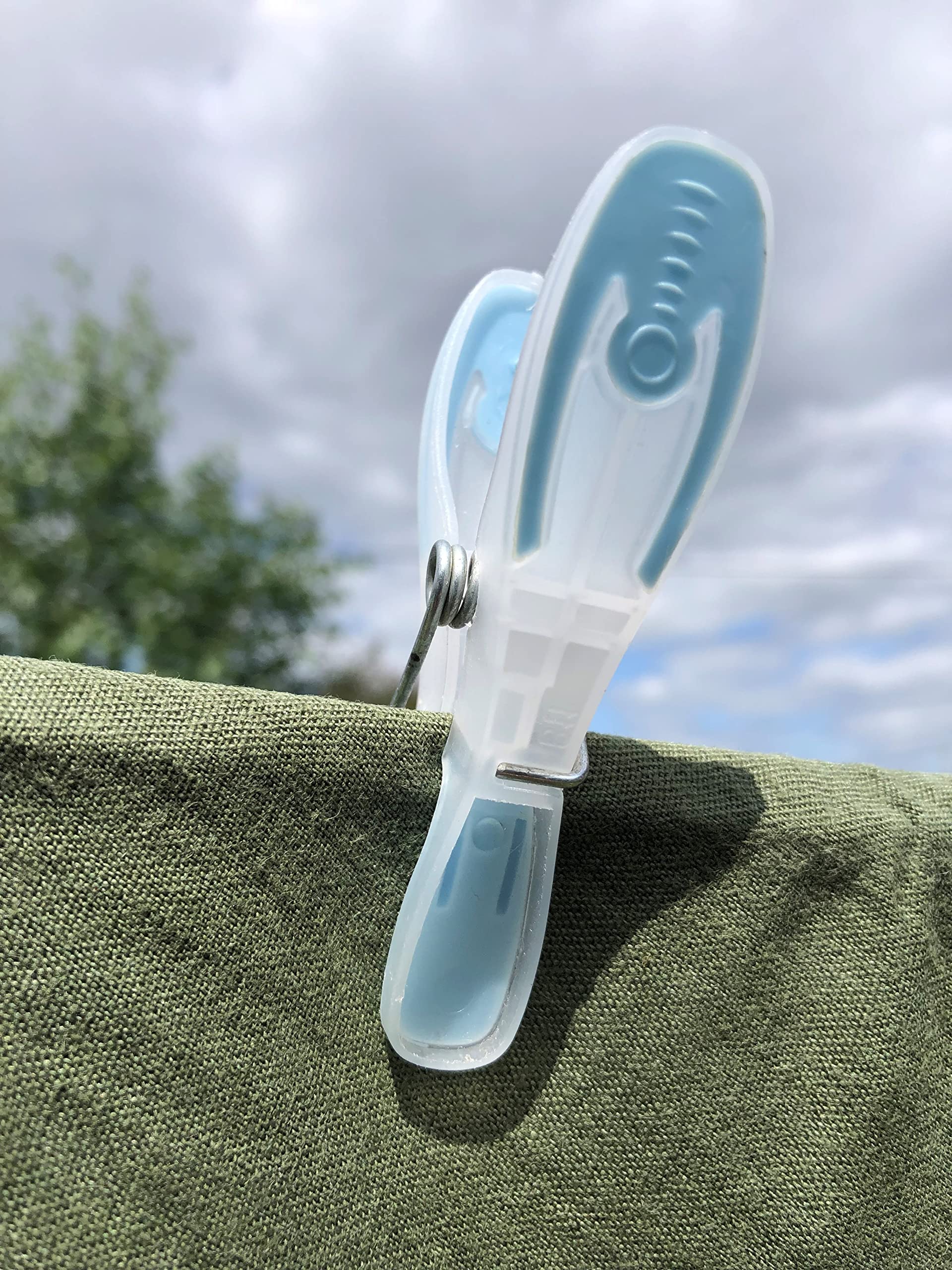 Addis Large Plastic Laundry Pegs - Soft Clip Design | Pack of 20 | Clear Blue 3