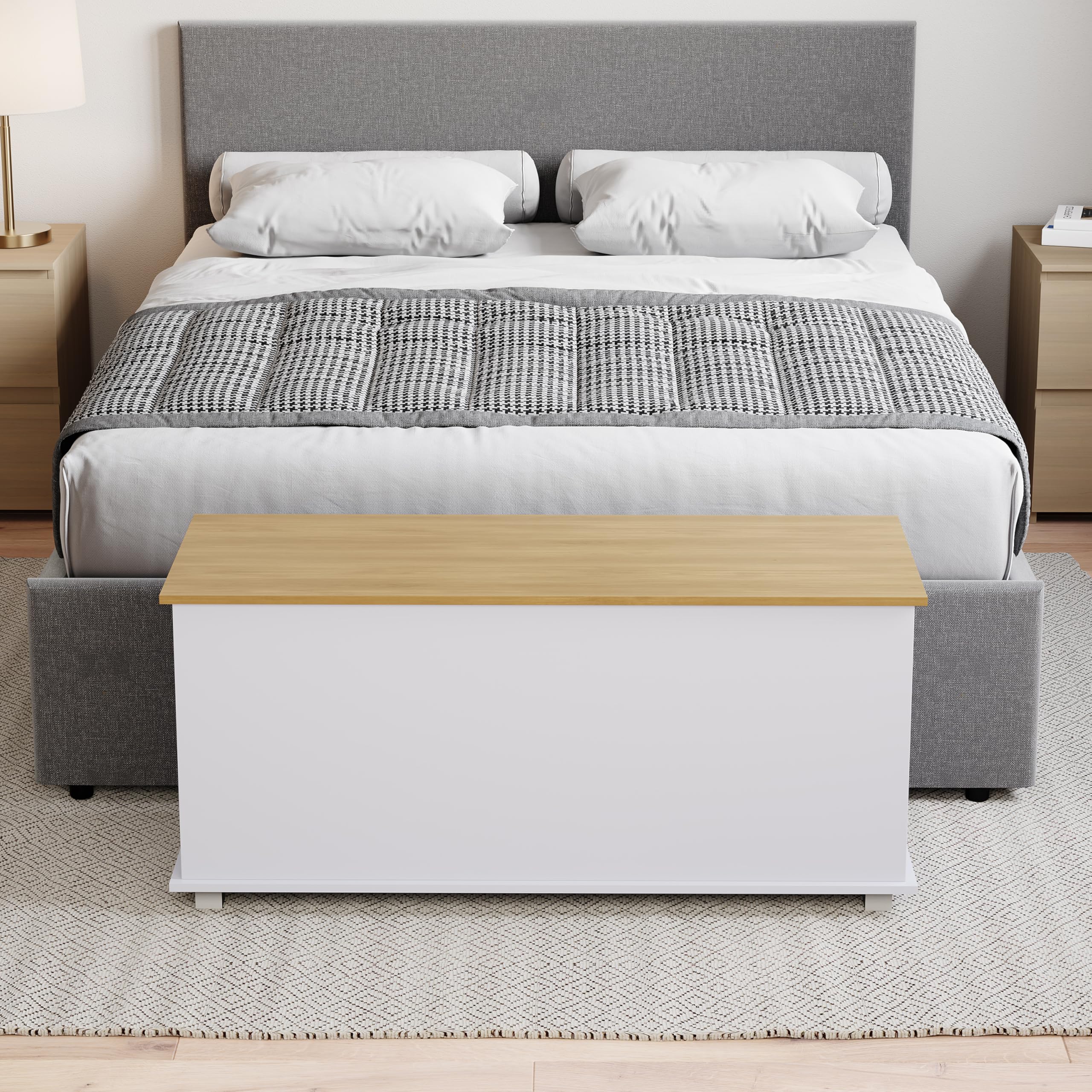 Vida Designs Arlington Storage Ottoman - Spacious Storage | Wood Construction | White Finish | 100x40x48cm 3
