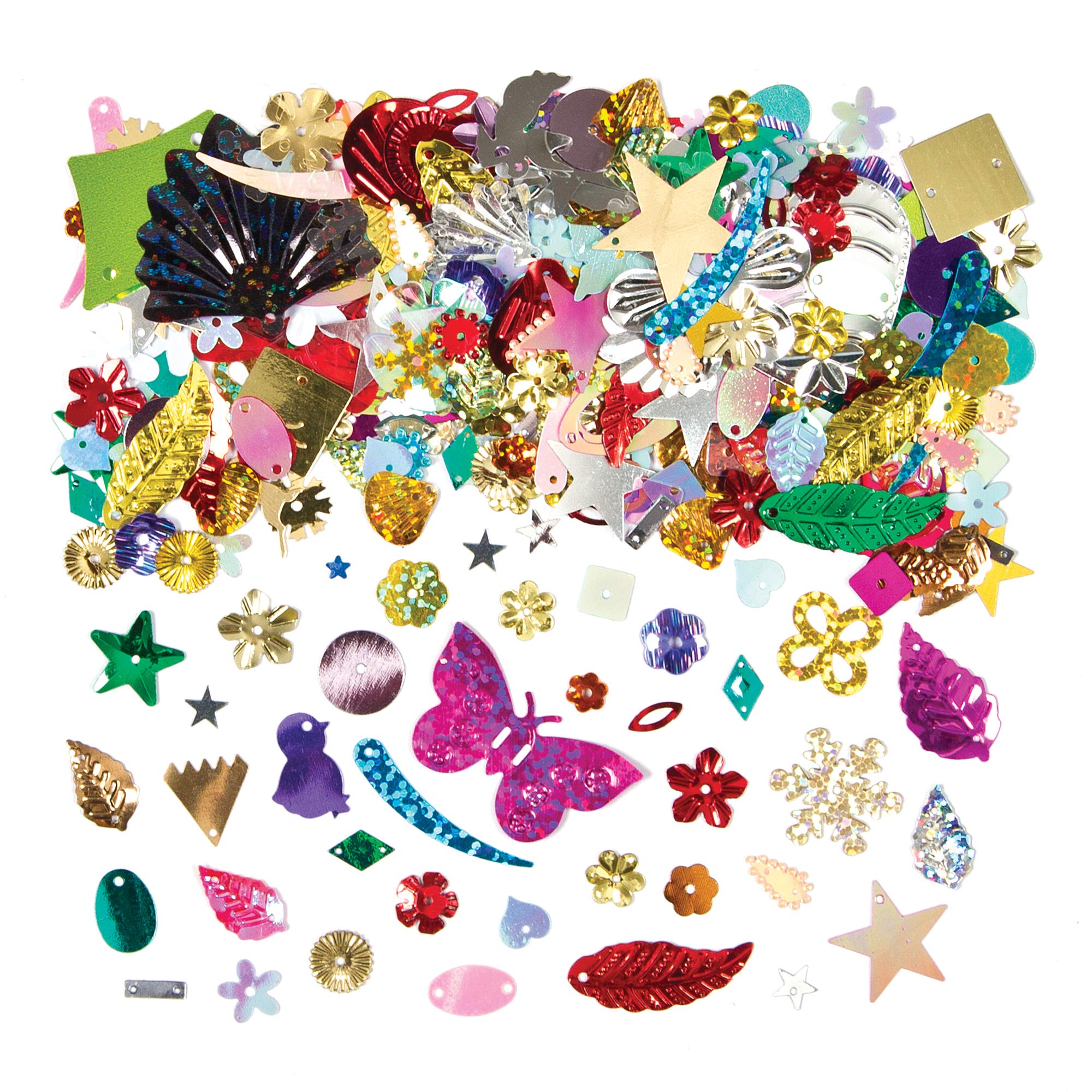 Baker Ross E75B Assorted Heart Sequins Jar - 80g Craft Embellishments for Scrapbooking & Kids Art