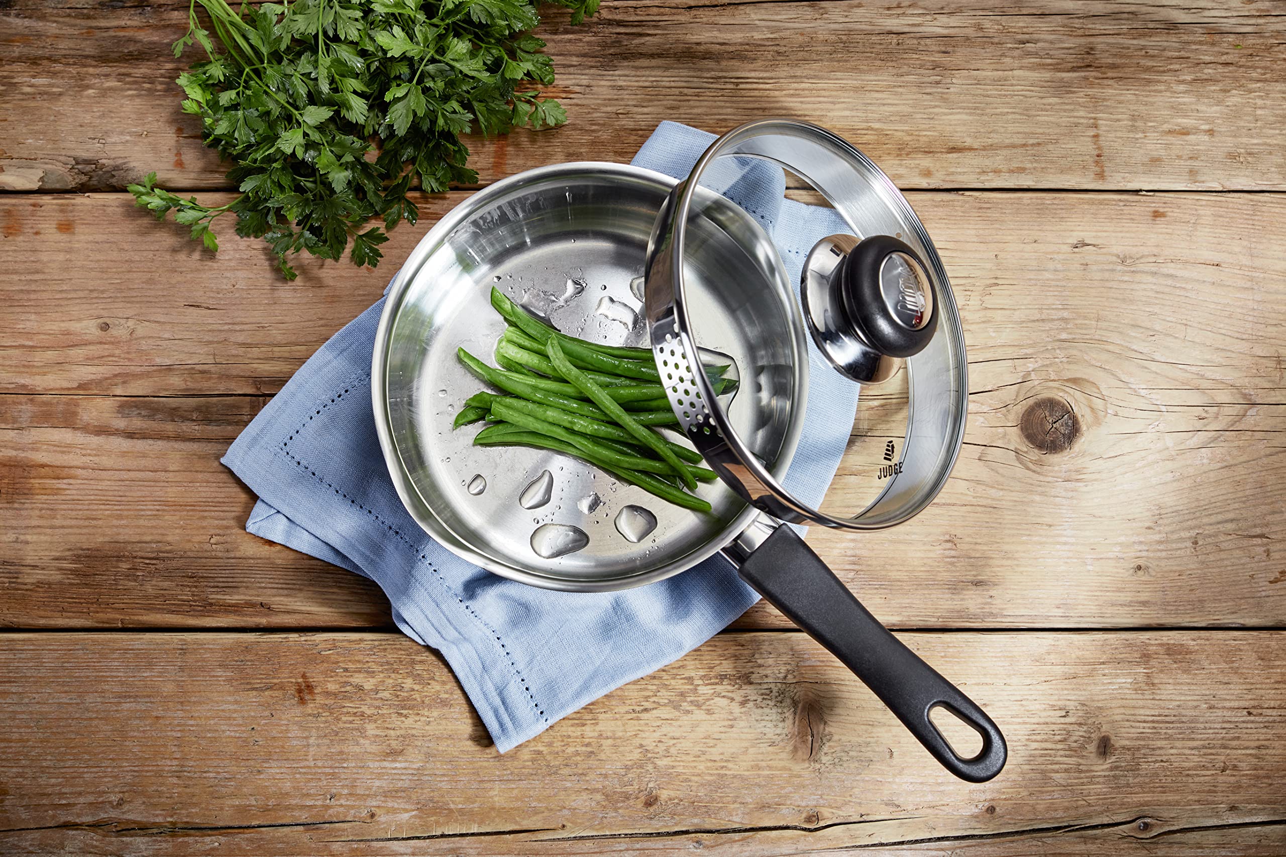 Judge Vista 14cm Stainless Steel Medium Saucepan with Draining Lid | Induction Ready 5