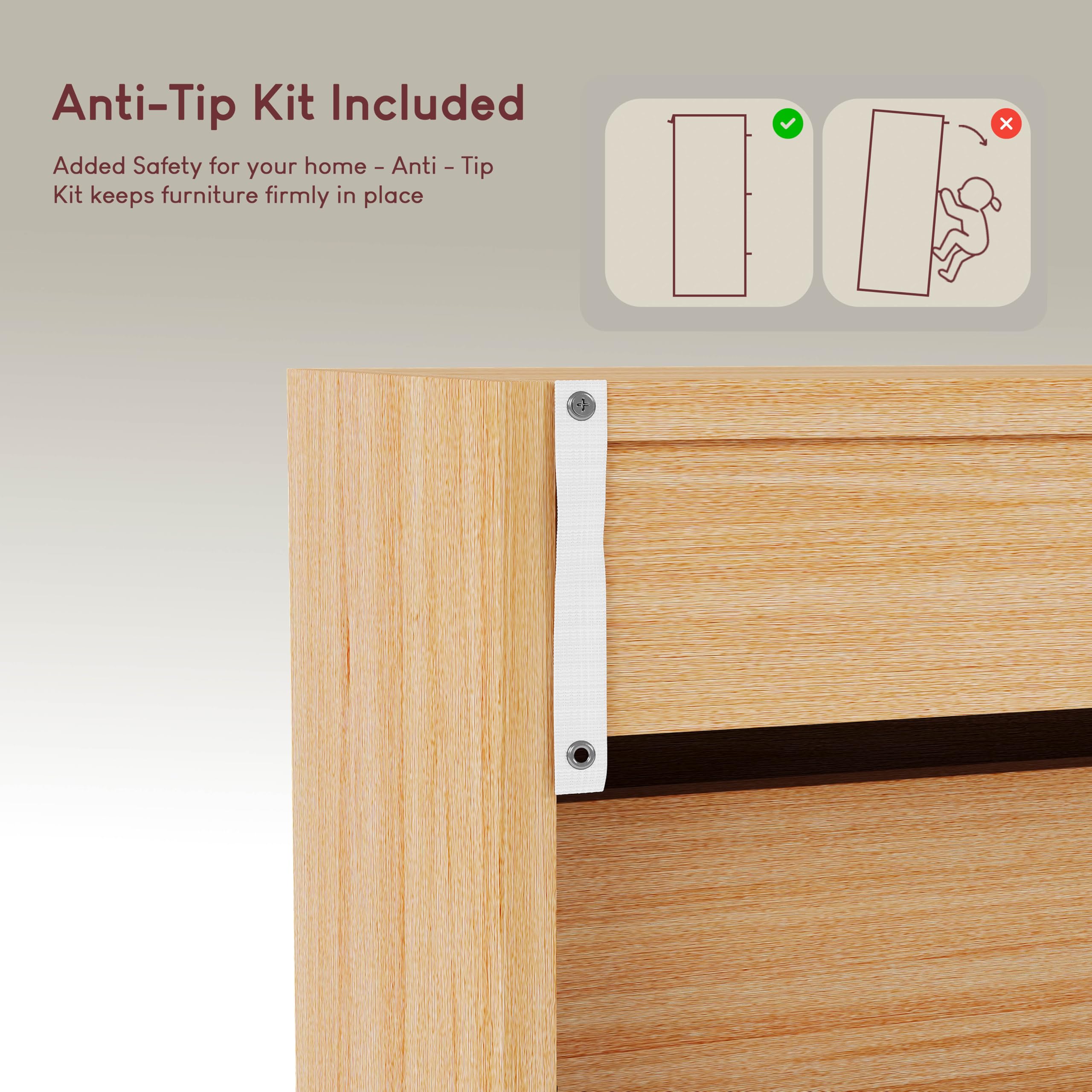 Vida Designs Wooden Shoe Cabinet - 3 Pull-Down Drawers | Slim Space-Saving Design | Pine 8
