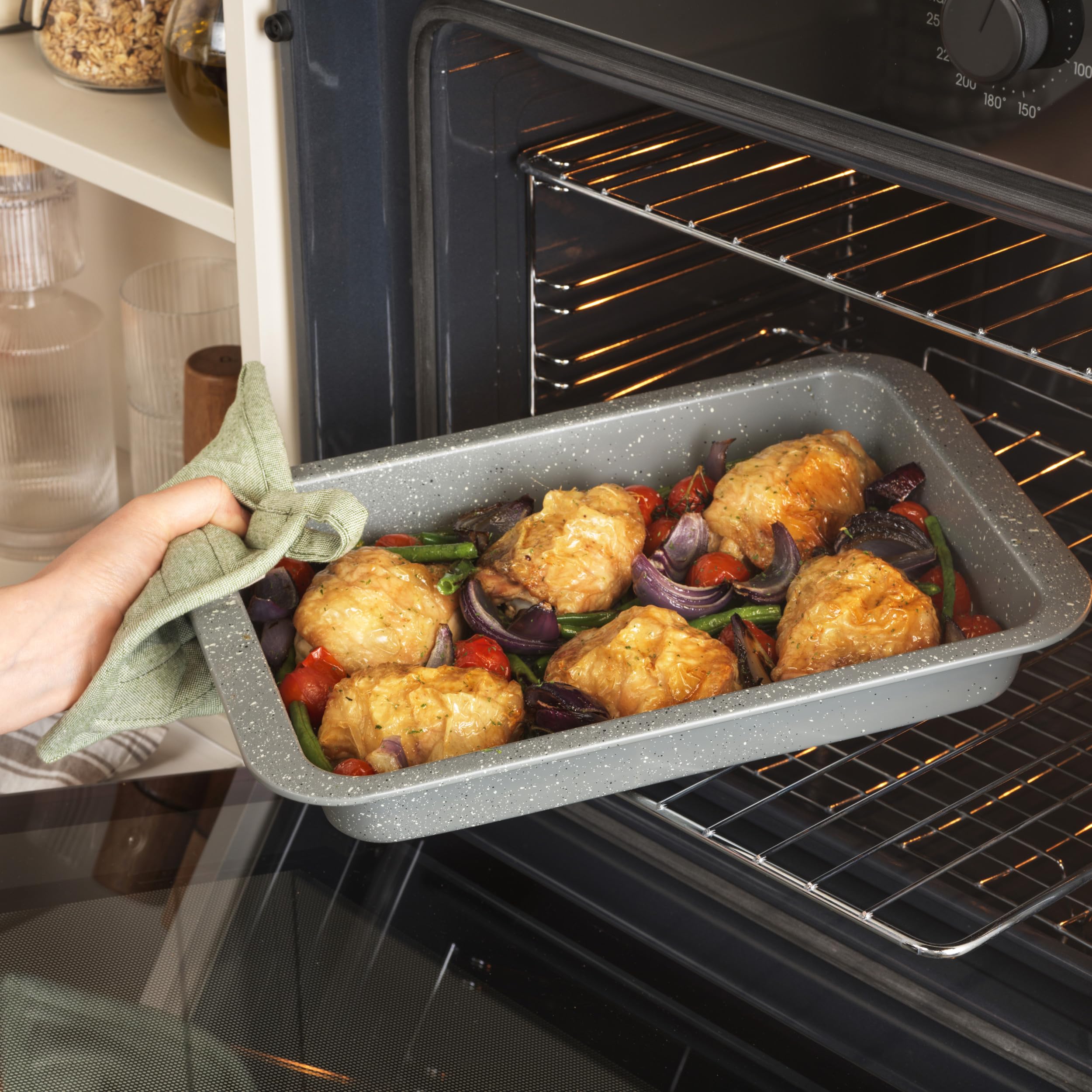Salter BW02774G Marblestone Roasting Tin - 36cm Non-Stick, Carbon Steel, Oven Safe to 220°C 4