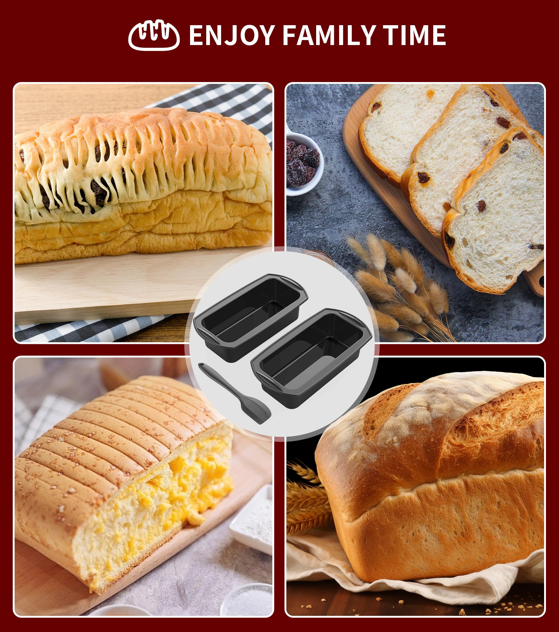 Ankway Silicone Loaf Tin with Dough Scraper, 2 Pack Non-Stick Bread Pans | 28 x 14.3 x 6.3 cm | Black/White 6