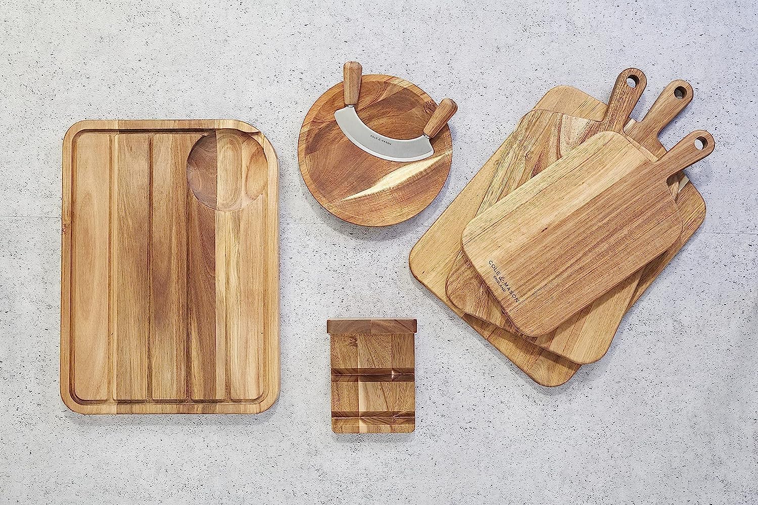 Cole & Mason Barkway Medium Acacia Wood Chopping Board with Handle | 460mm x 270mm | Double Sided 7