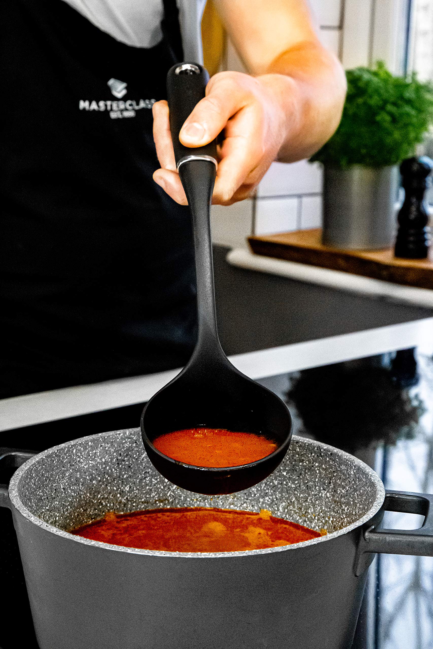 MasterClass Nylon Soup Ladle with Soft Grip Handle | 34 cm Length | Non-Stick Safe 3
