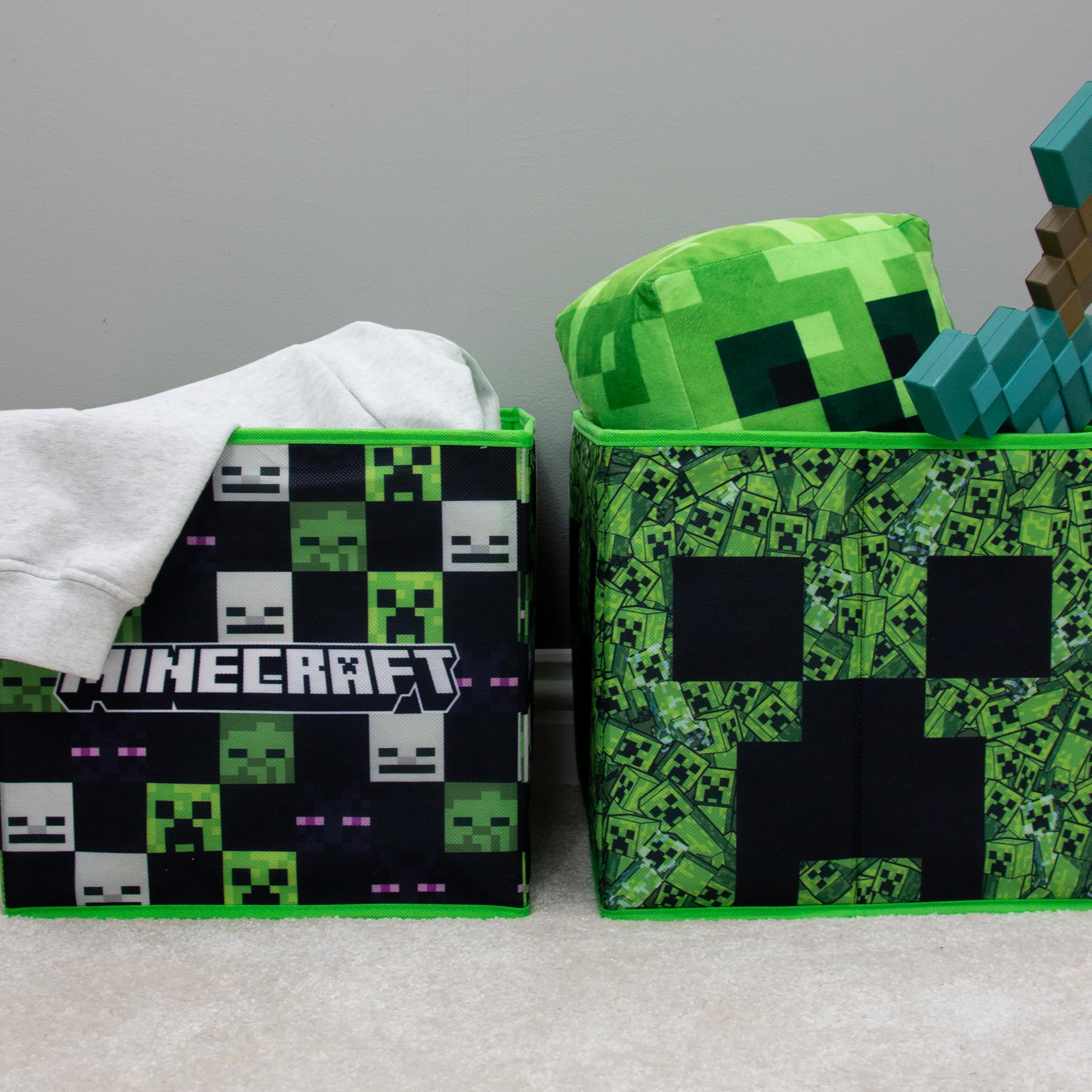 Minecraft Officially Licensed Storage Boxes - 2 Pack Foldable Cubes | 30cm x 30cm 8