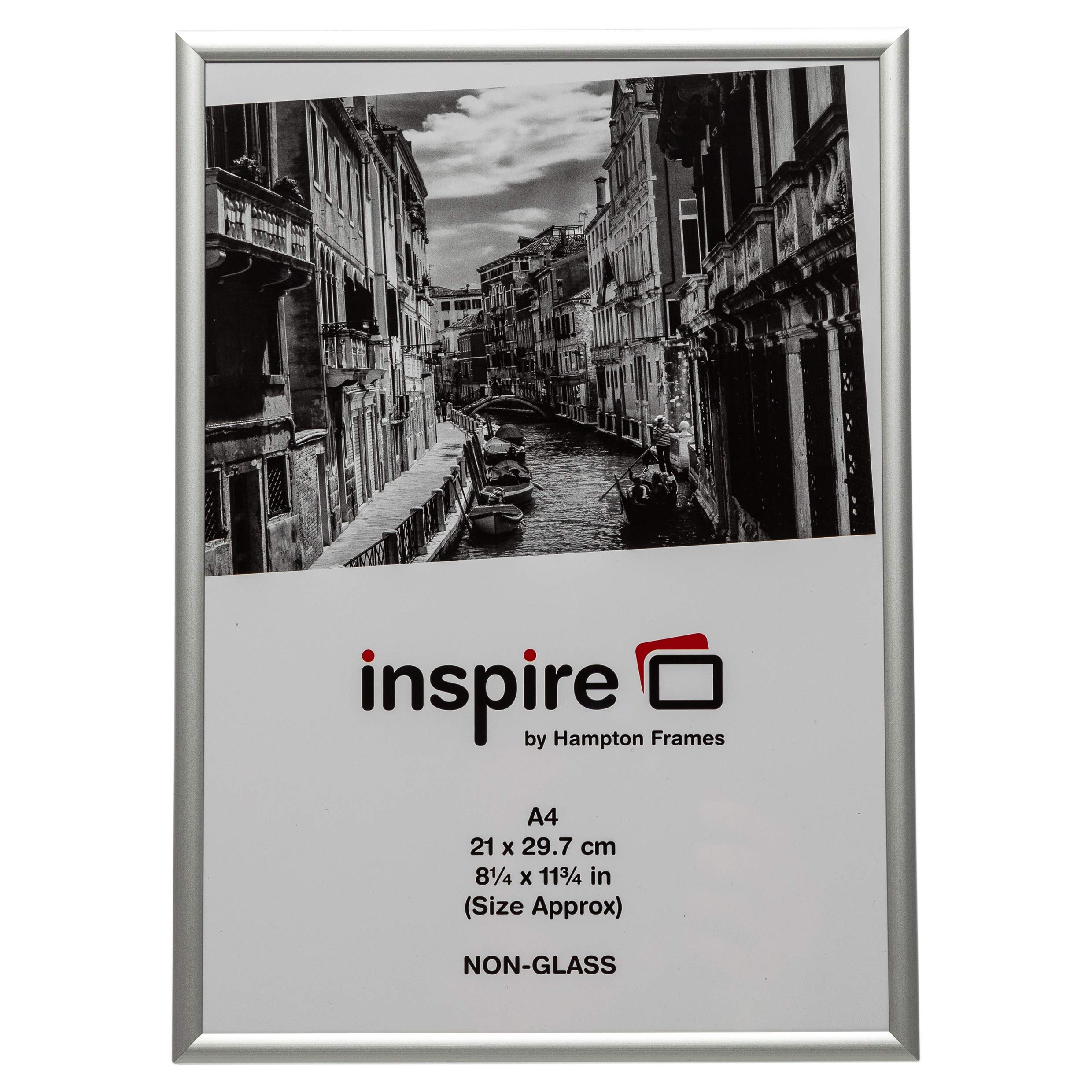 Hampton Frames Aluminium A4 (21x30cm) Silver Picture Frame | Plexi Front | Wall Mount