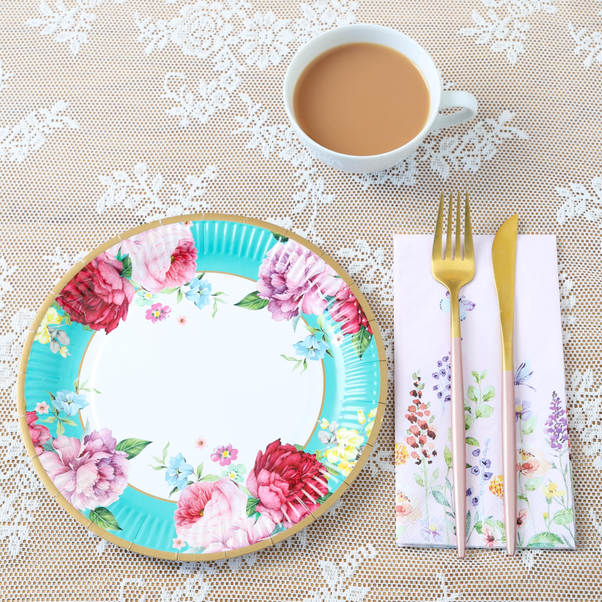 Talking Tables Pack of 24 Vintage Floral Paper Plates - 23cm Disposable Dishes for Parties 7