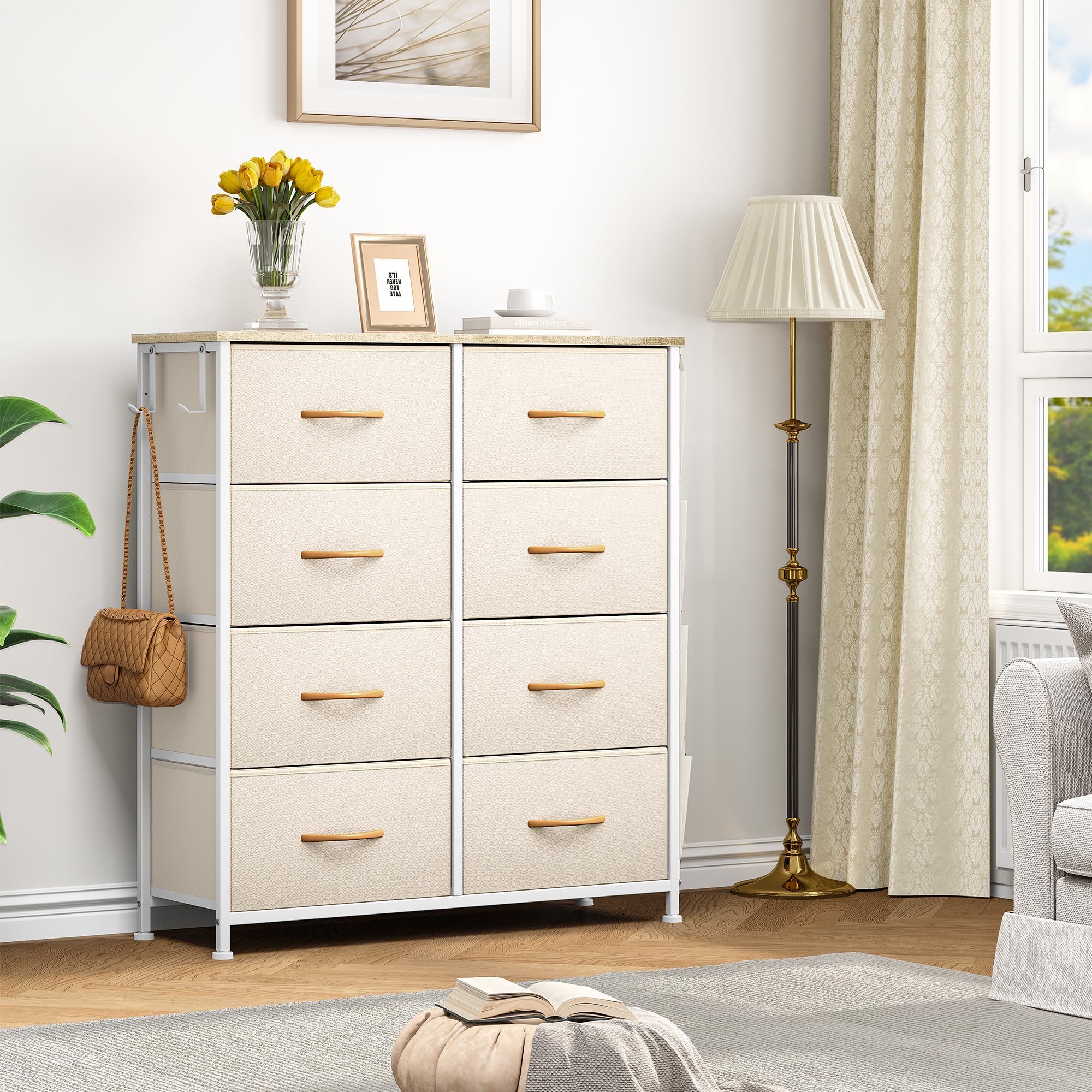 YITAHOME Fabric Chest of Drawers - 8 Drawers | Beige | 85.6W x 97.5H cm 5