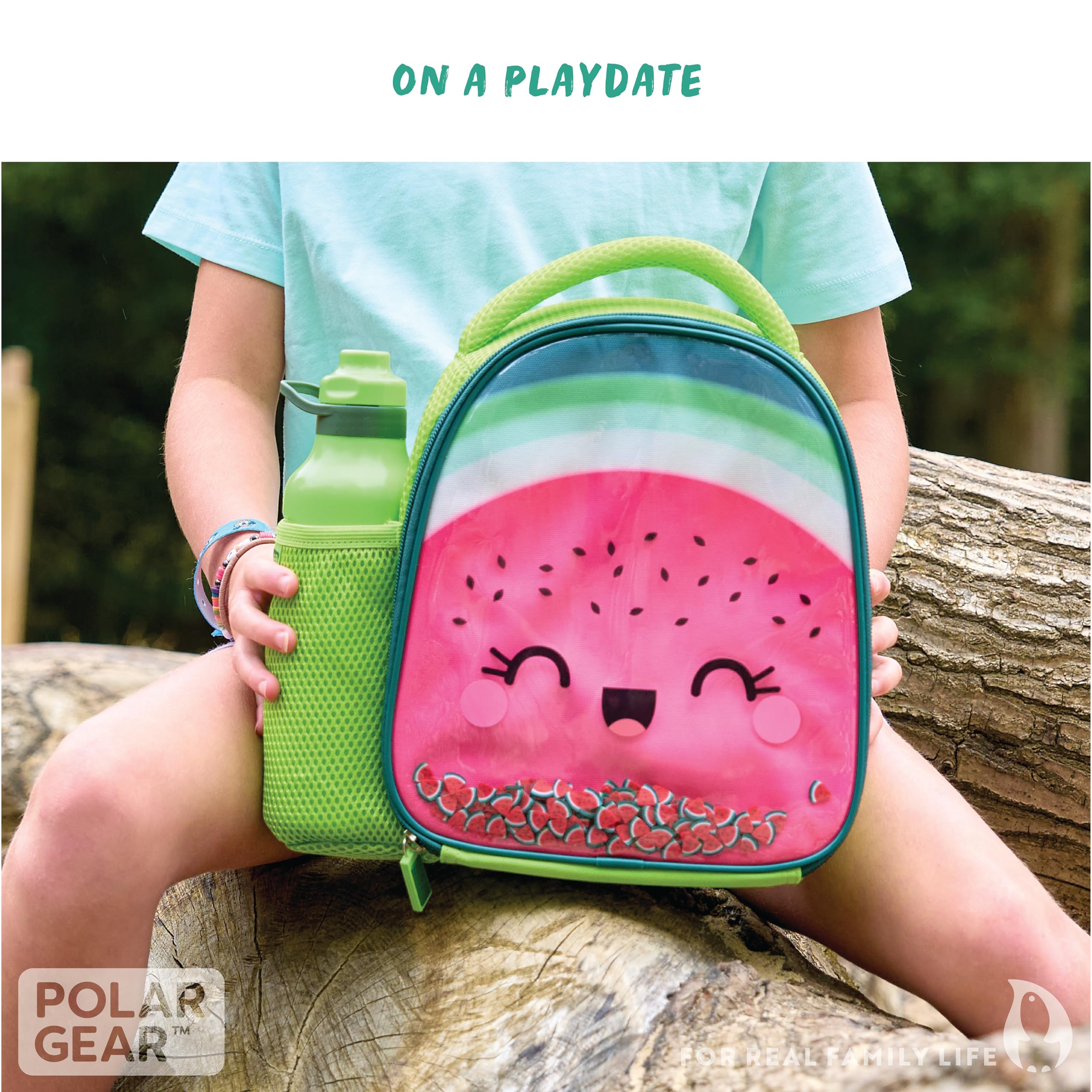 Polar Gear Watermelon Insulated Kids Lunch Bag with 600ml Bottle Holder | School Lunch Set 7