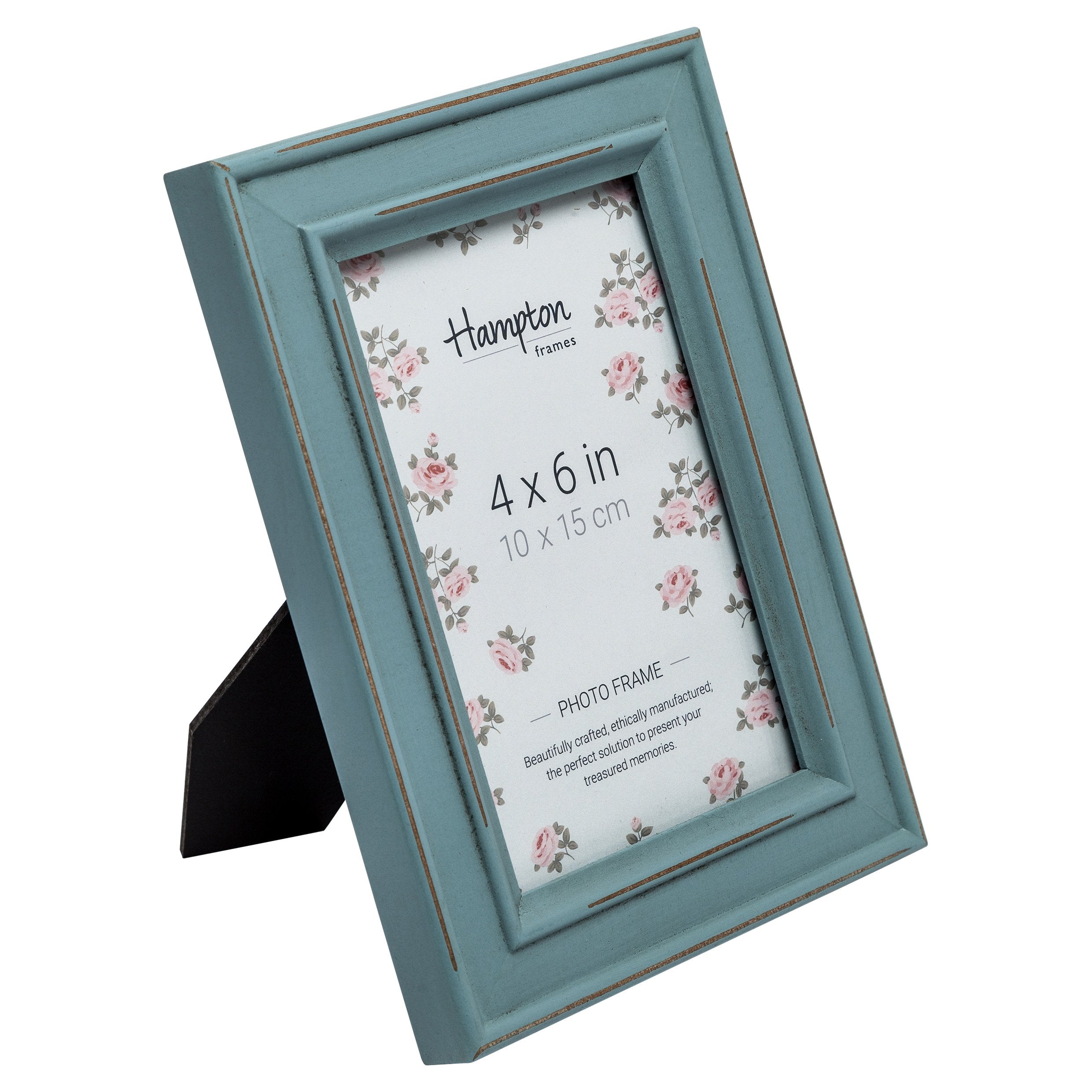 Hampton Frames PALOMA 4x6 Wood Picture Frame | Light Blue Shabby Chic | Tabletop & Wall Mount