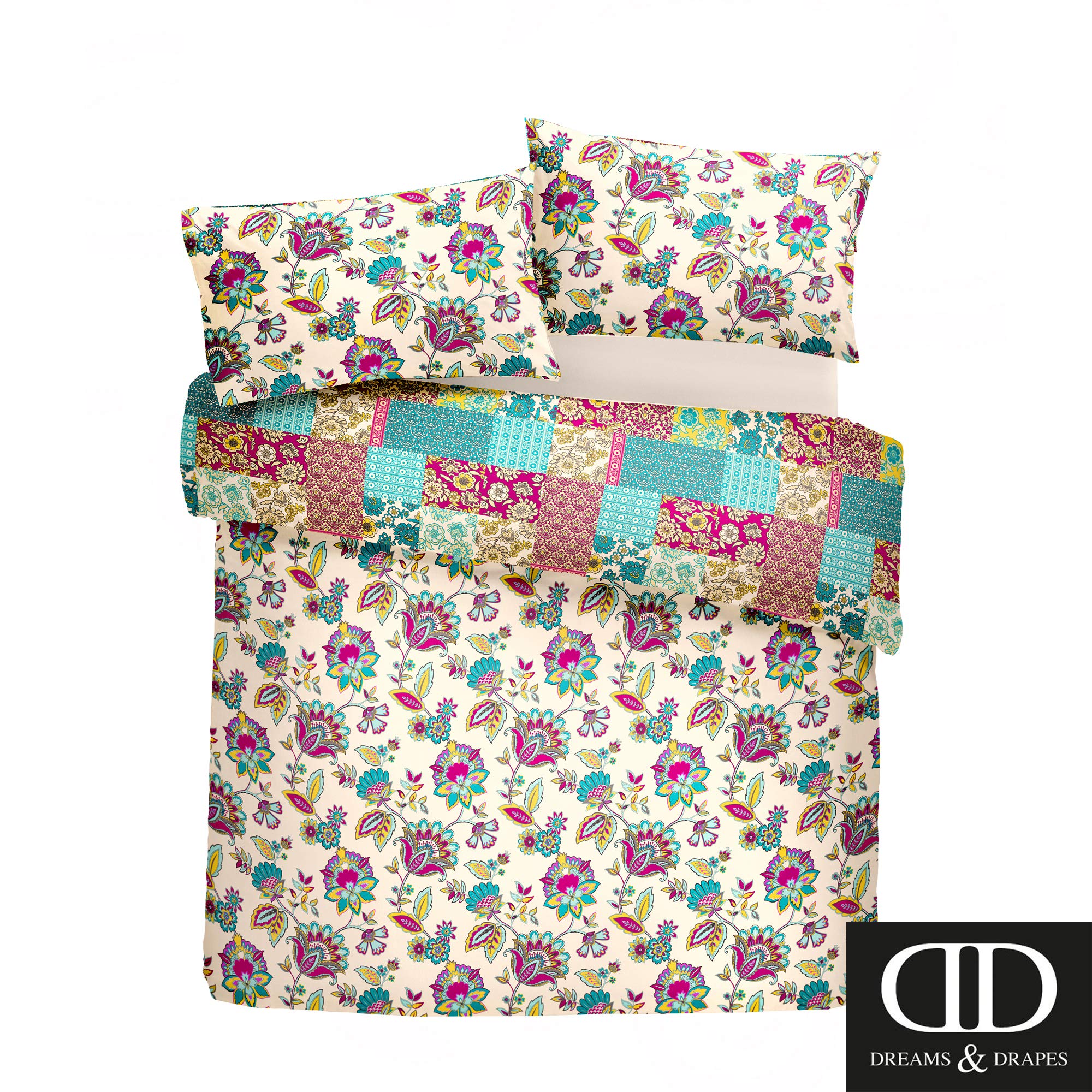 Dreams & Drapes Marinelli Easy Care Duvet Cover Set | King Size | Teal | 1 Duvet Cover & 2 Pillowcases 2