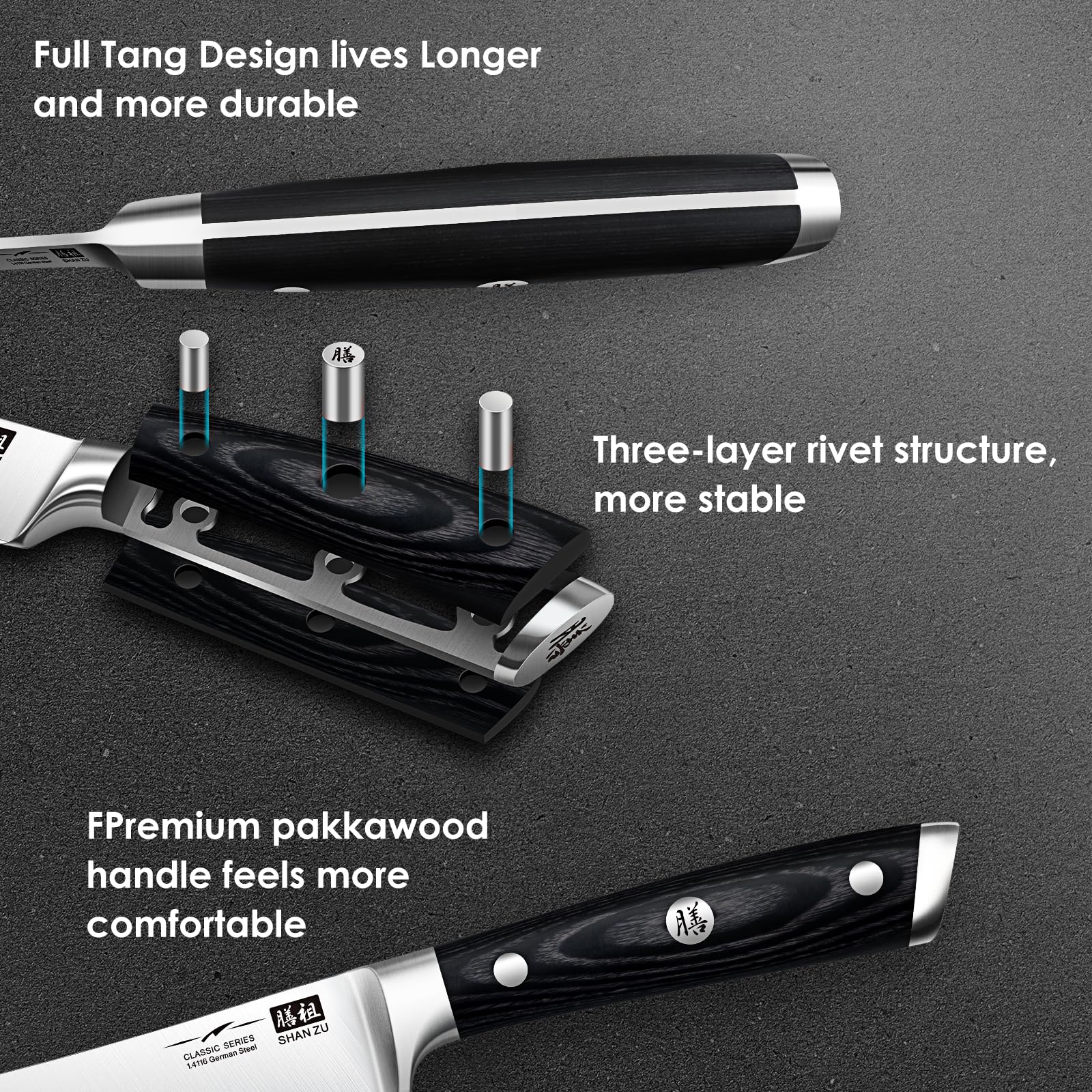 SHAN ZU 7 Inch Filleting Knife - Flexible Boning Knife with German Stainless Steel Blade | Lightweight 4