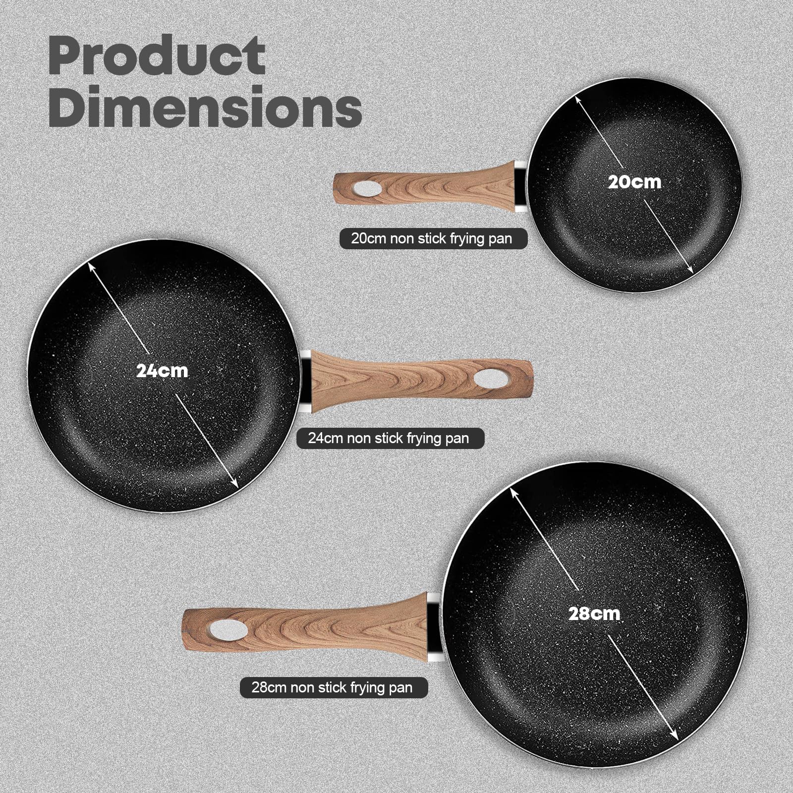 Woobroo 20cm Non-Stick Frying Pan with Sturdy Handle | Aluminium | Dishwasher Safe 7
