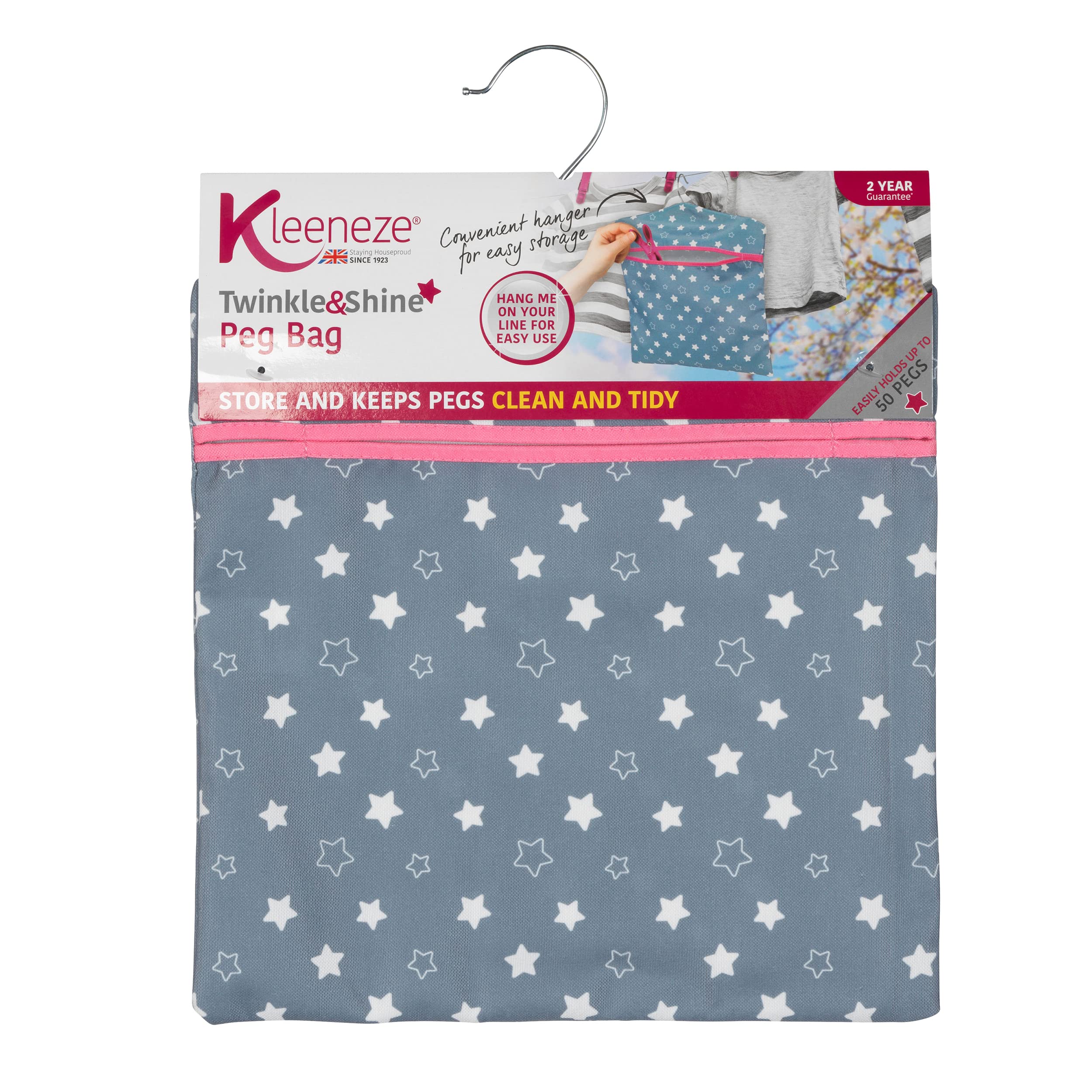 Kleeneze Twinkle & Shine Peg Bag - Easy Hanging Hook | Holds Up To 50 Pegs | 33 x 30 cm 8