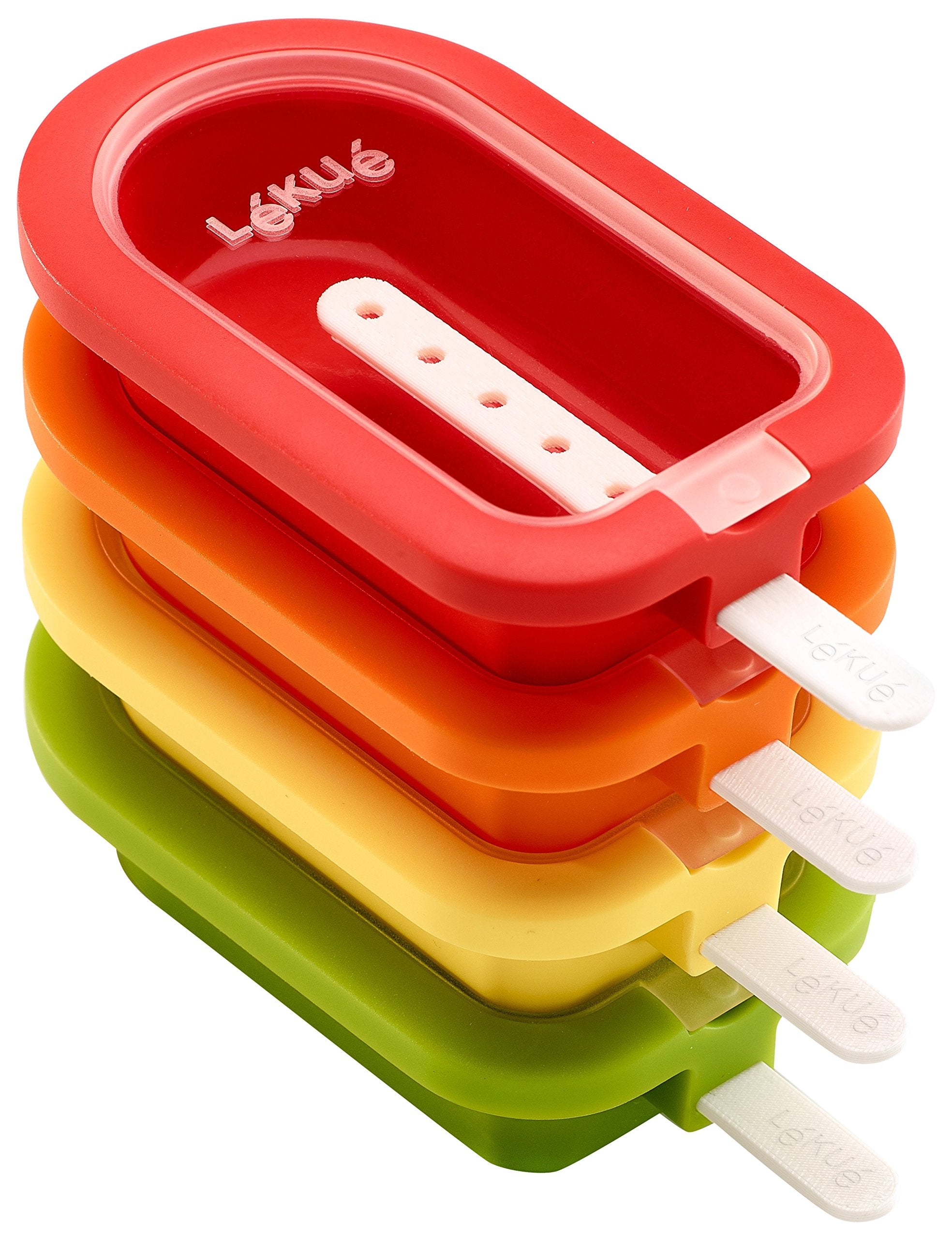 Lékué Stackable Ice Lolly Moulds - Mini, 4 Pieces, Multi-Colour Silicone | 60ml Capacity 1
