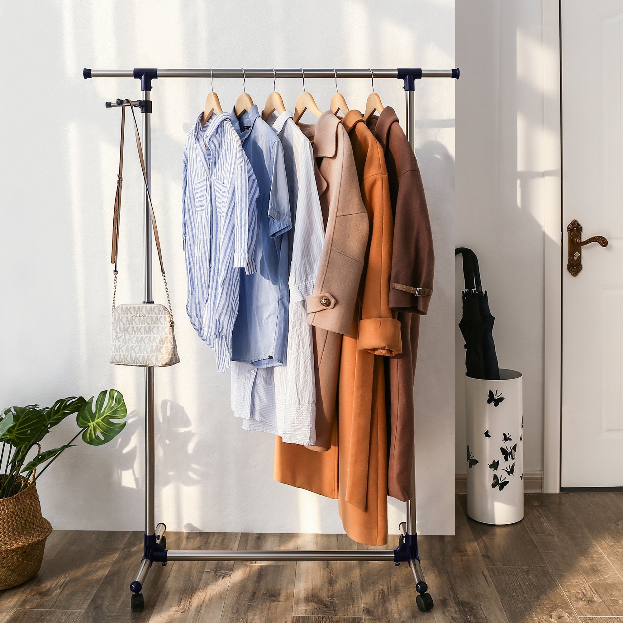 SONGMICS Clothes Rack - Adjustable Height 97-165cm | Expandable Width 87-150cm | Blue Steel 2