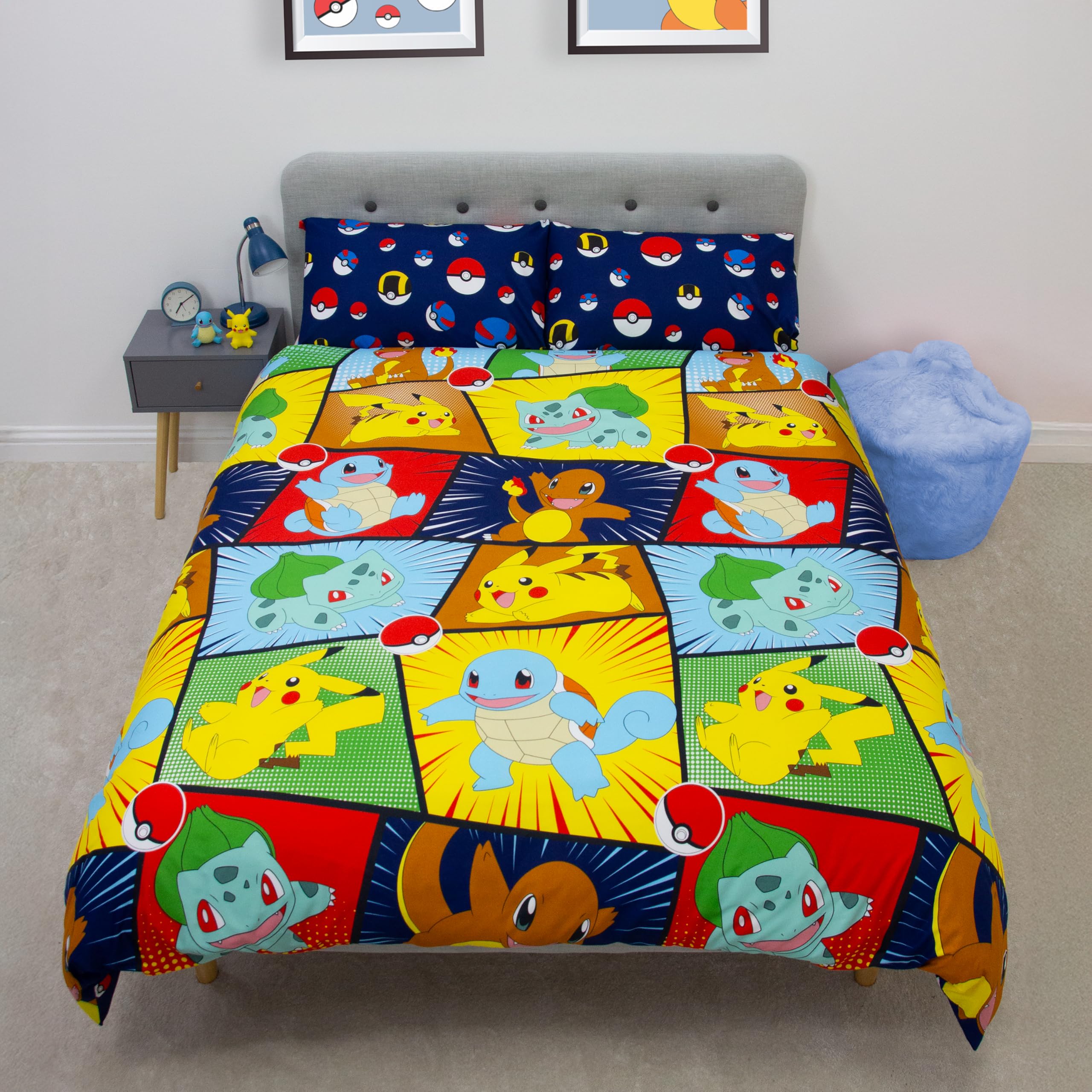 Character World Pokemon Retro Design Double Duvet Cover Set | Reversible | Brushed Microfibre 5