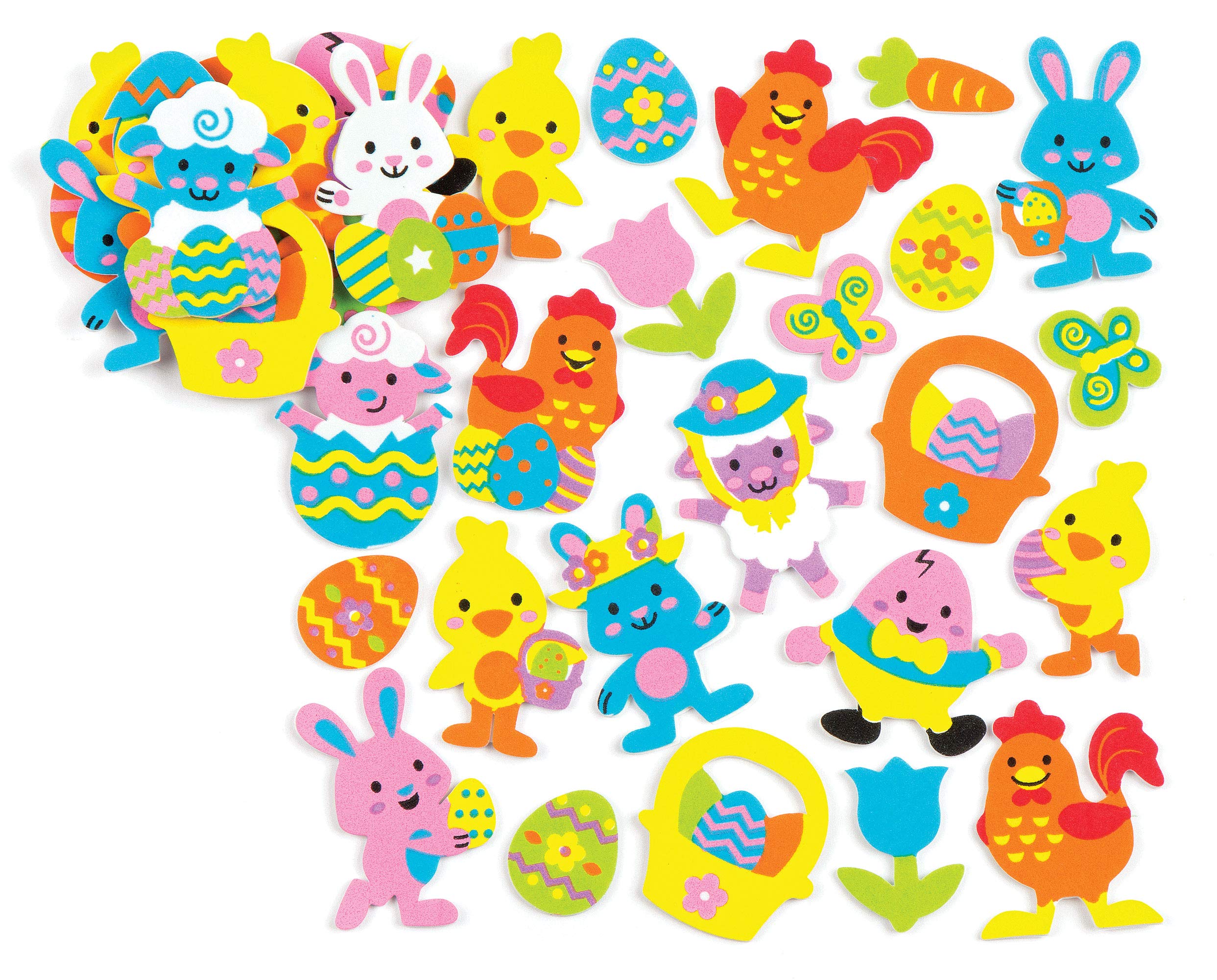 Baker Ross Easter Foam Stickers (Pack of 120) - Assorted Designs for Kids Crafts | 30-45mm