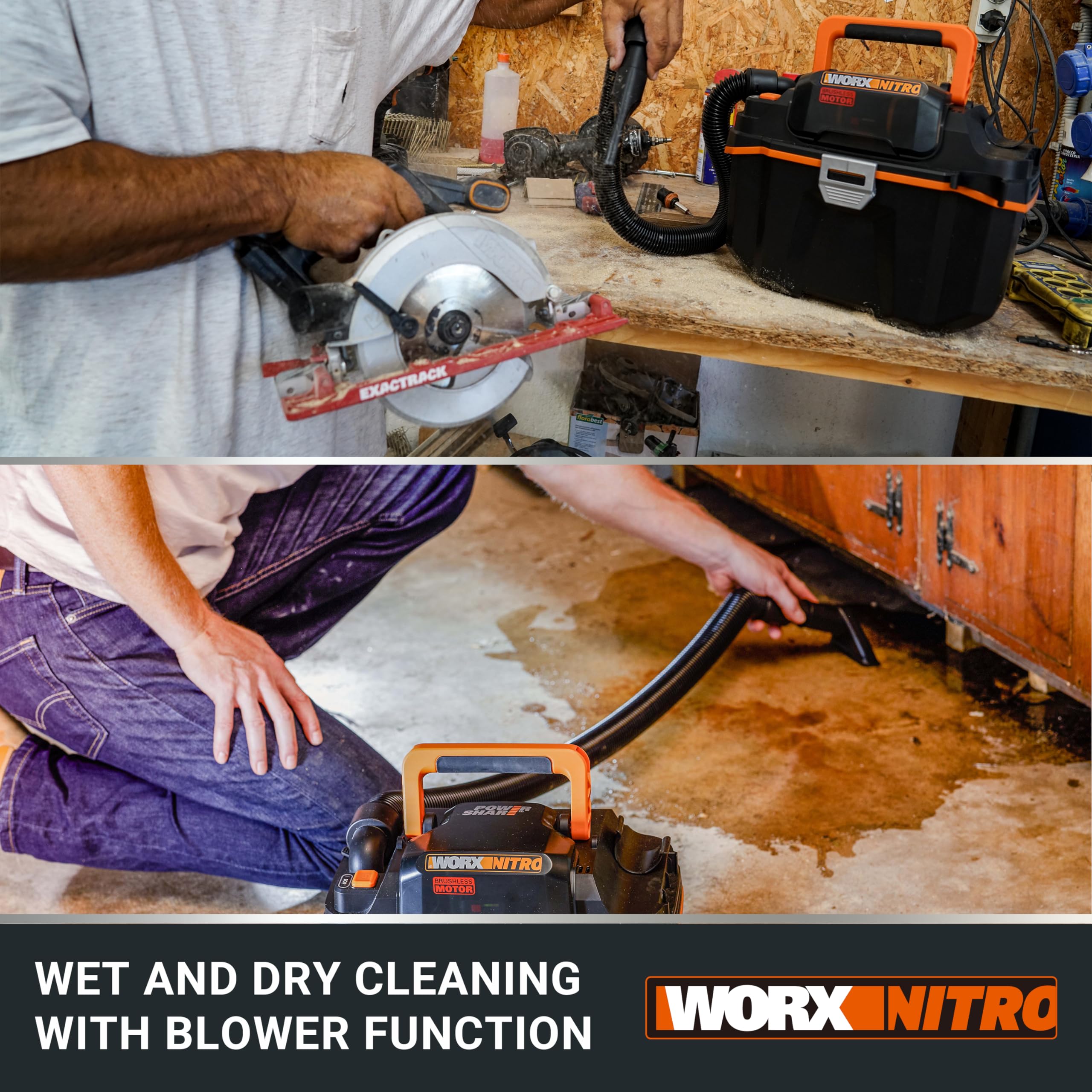 WORX WX031.9 18V (20V MAX) Cordless Compact Wet/Dry Vacuum Cleaner | 16kPa Suction | 8L Capacity 5