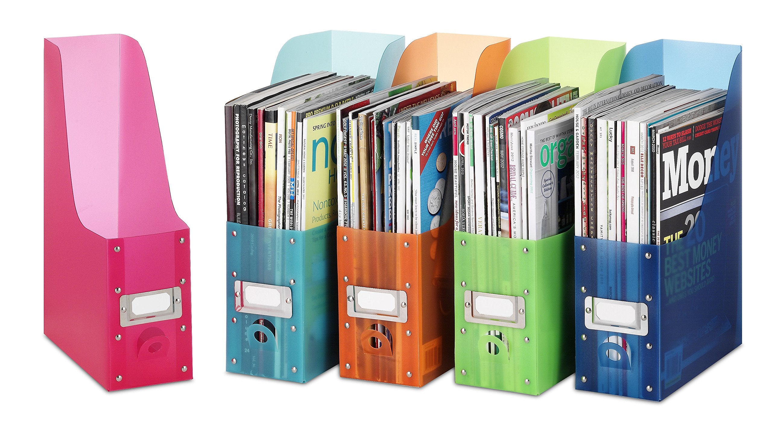 Whitmor Magazine & Newspaper Holders - Set of 5 Assorted Colors | Durable Resin Construction 4