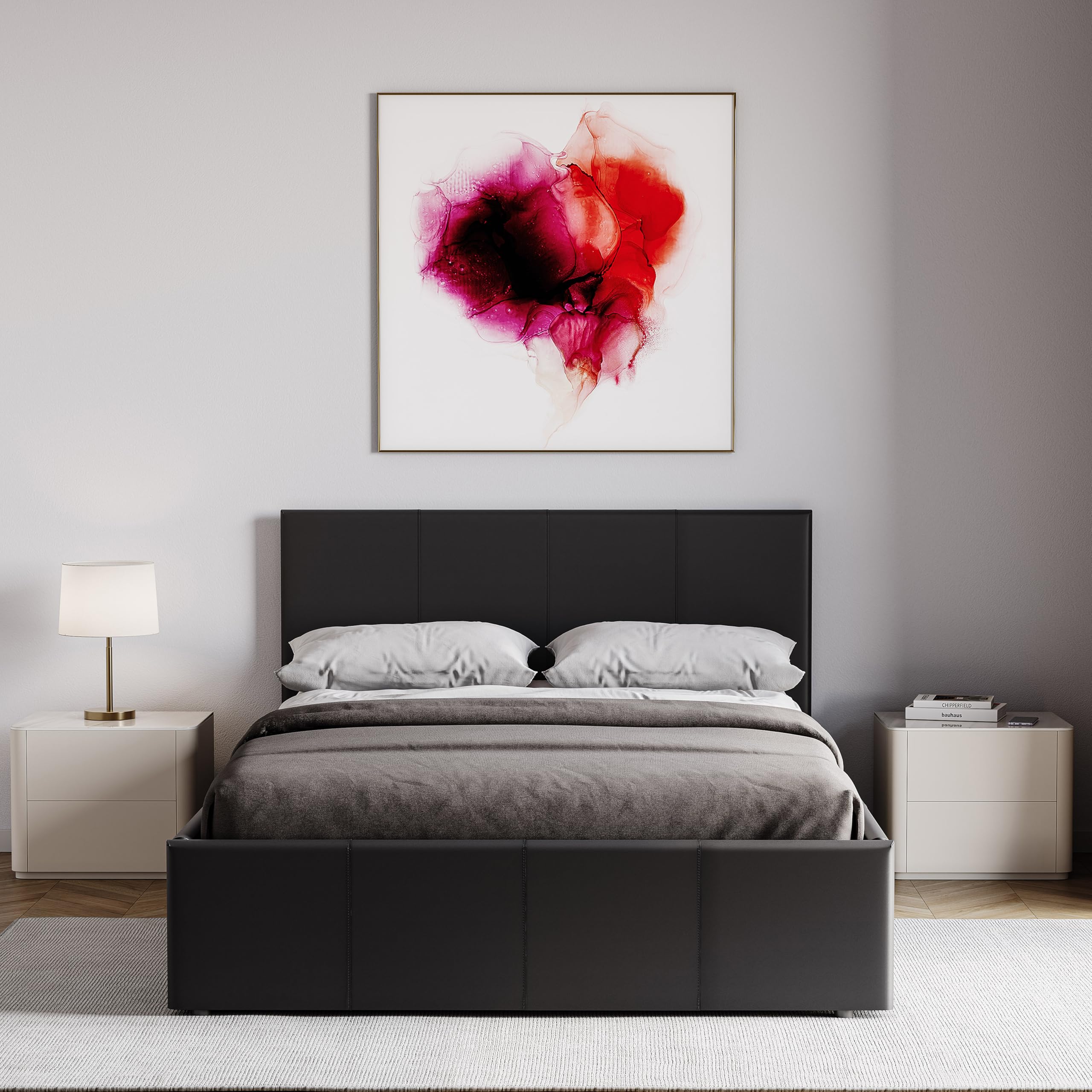 Vida Designs Lisbon Small Double 4ft Ottoman Bed Frame Upholstered Faux Leather Black 1