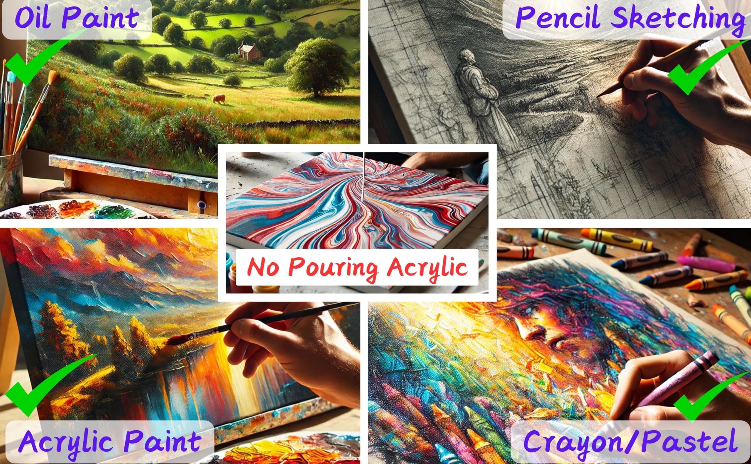 EXERZ Canvas Panels - 6 Pack 40x50cm Blank Artist Boards | 280GSM Cotton | Triple Primed 9