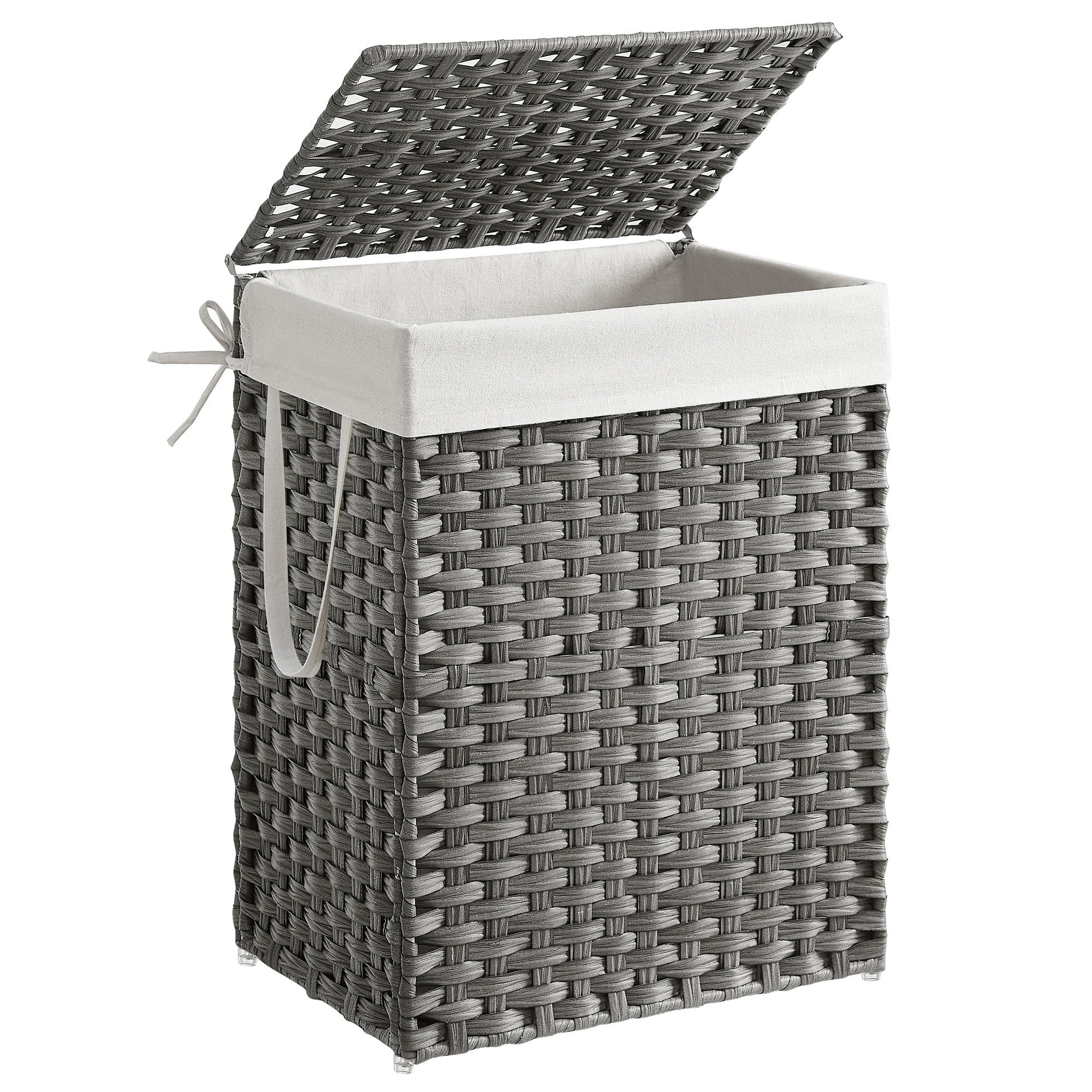 SONGMICS 90L Foldable Laundry Basket with Lid and Removable Bag | Grey | 46x33x60cm 1