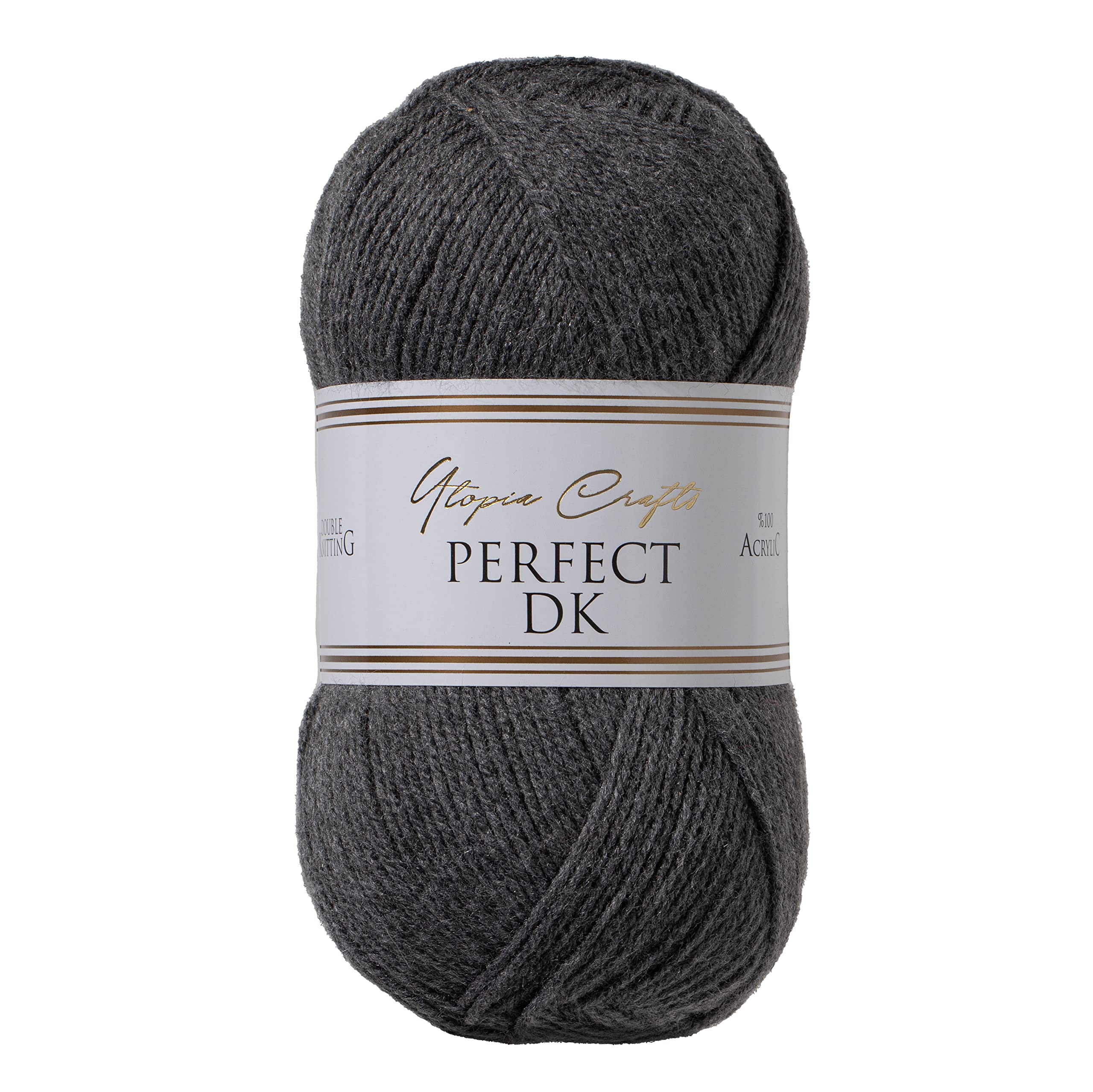 Utopia Crafts DK Double Knitting Yarn - 100g 100% Acrylic | Chacoal Melange | Oeko-Tex Certified 1