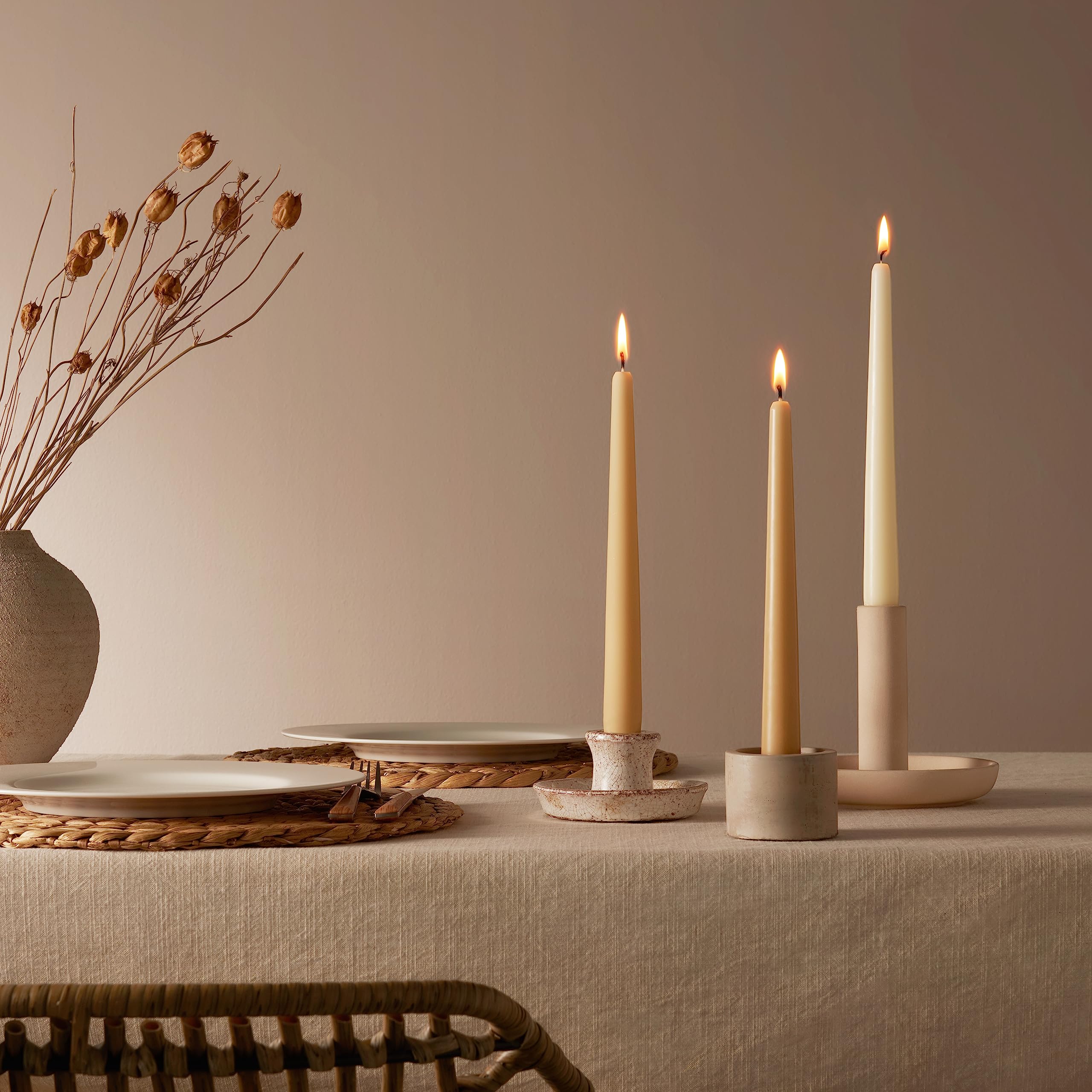 BOLSIUS Tapered Dinner Candles - Ivory (Soft Pearl) - 8 Pack | 7 Hour Burn Time | Unscented Vegan Wax 3
