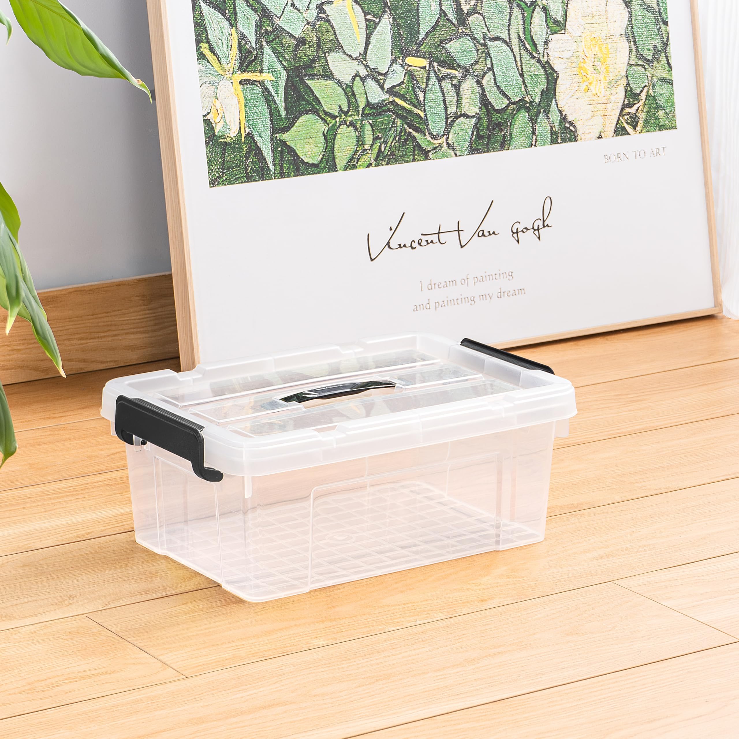 Cetomo 15L Storage Boxes with Lids, Clear Plastic Organization Totes | 6 Pack 7
