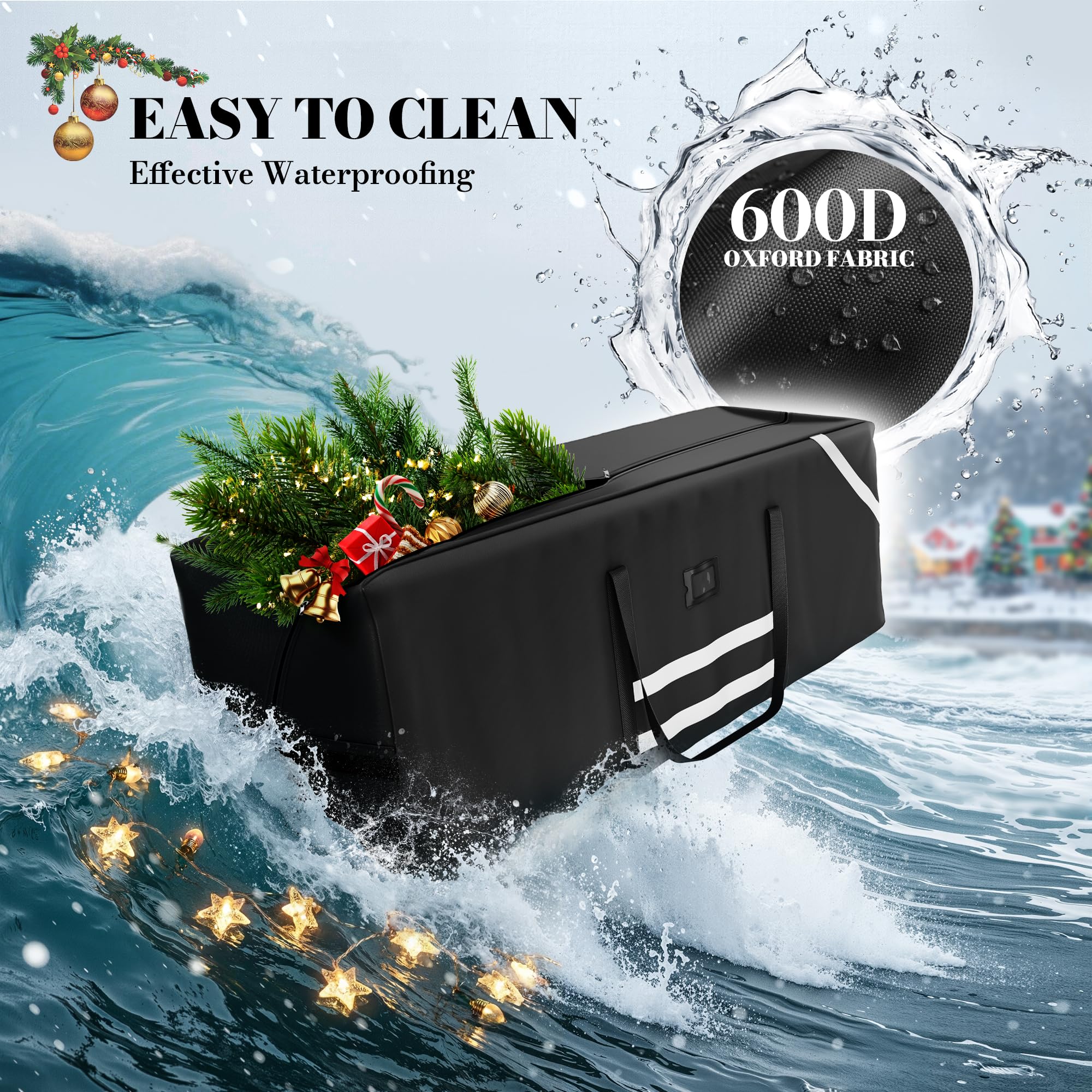 YITAHOME Artificial Christmas Tree Storage Bag | Fits Up to 9 ft Trees | Waterproof Oxford | Black 6