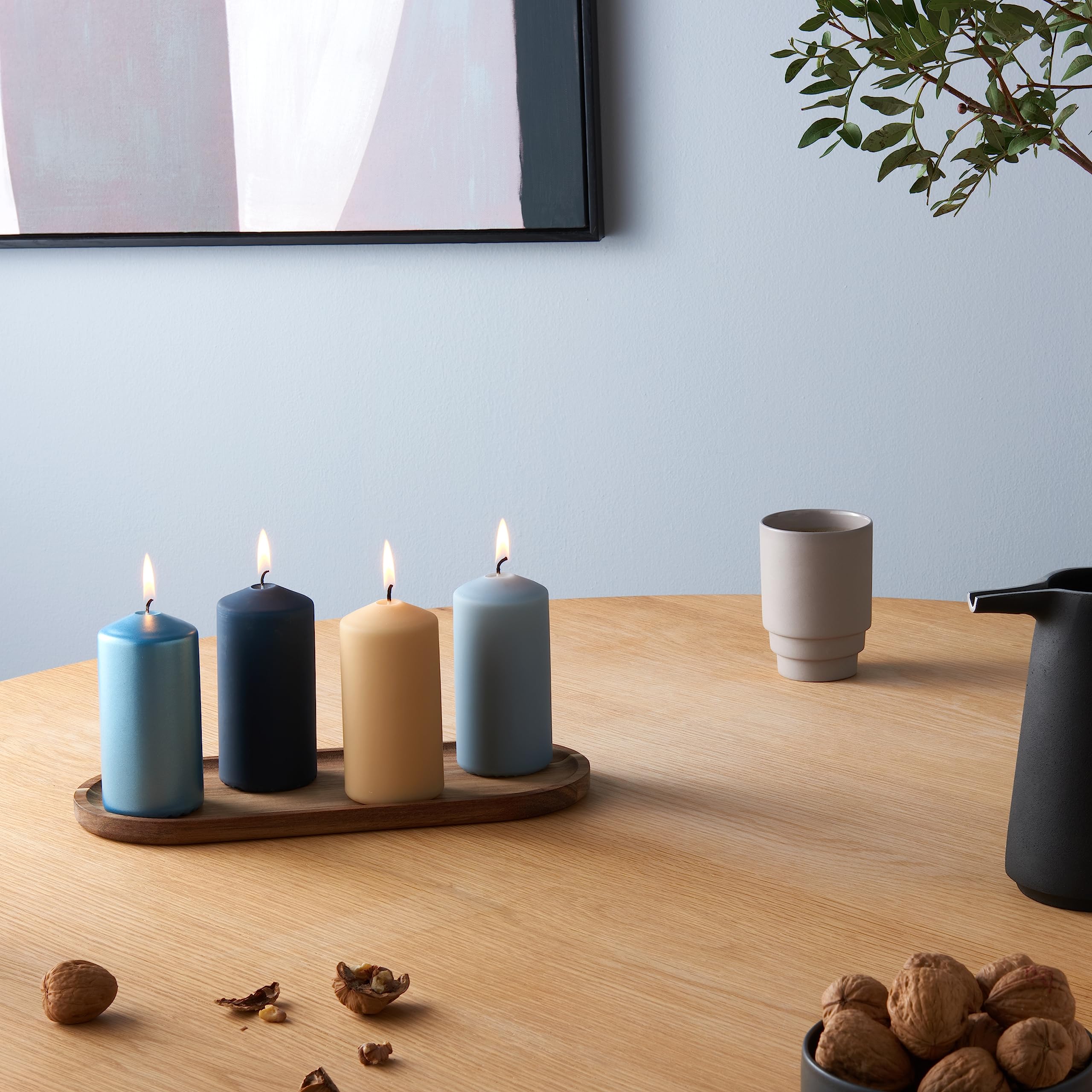 BOLSIUS Pillar Candles - Green - 4-Pack | 15 x 6 cm | 42 Hour Burn Time | Unscented Vegan Wax 4