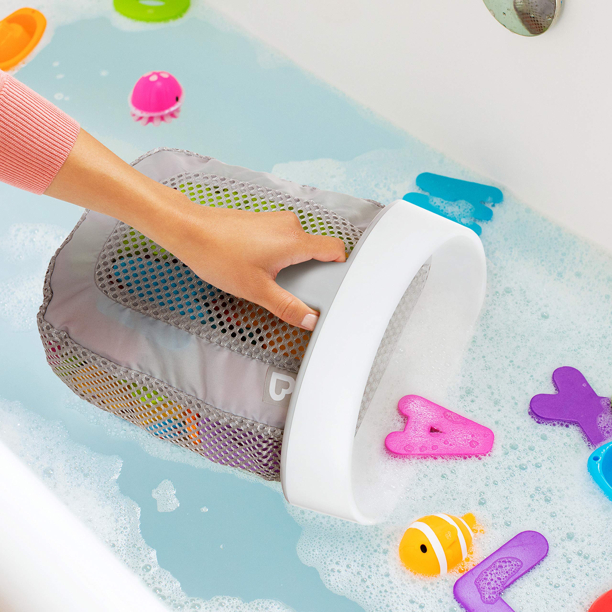 Munchkin Super Scoop Bath Toy Organiser - Grey | Medium Size | Portable Storage 6