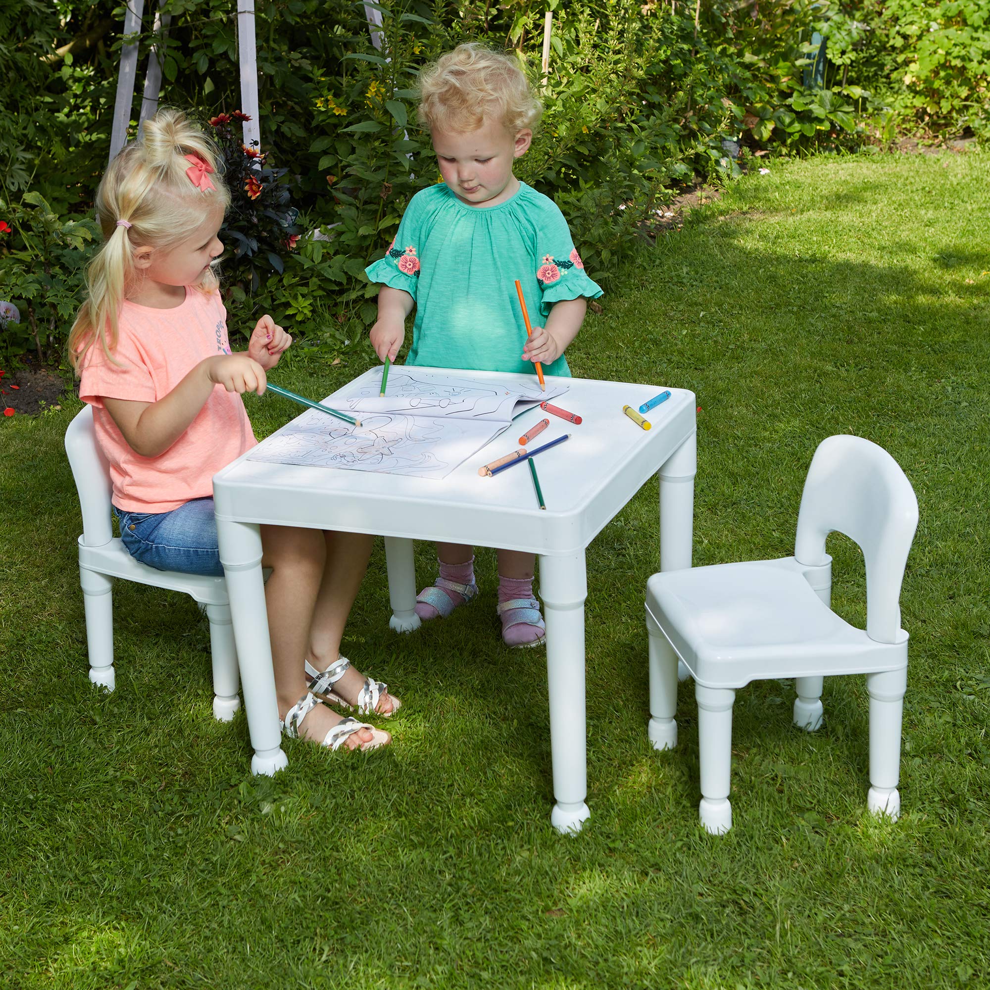 Liberty House Toys Plastic Table and Two Chair Set White | Ages 2+ | Simple Assembly 4