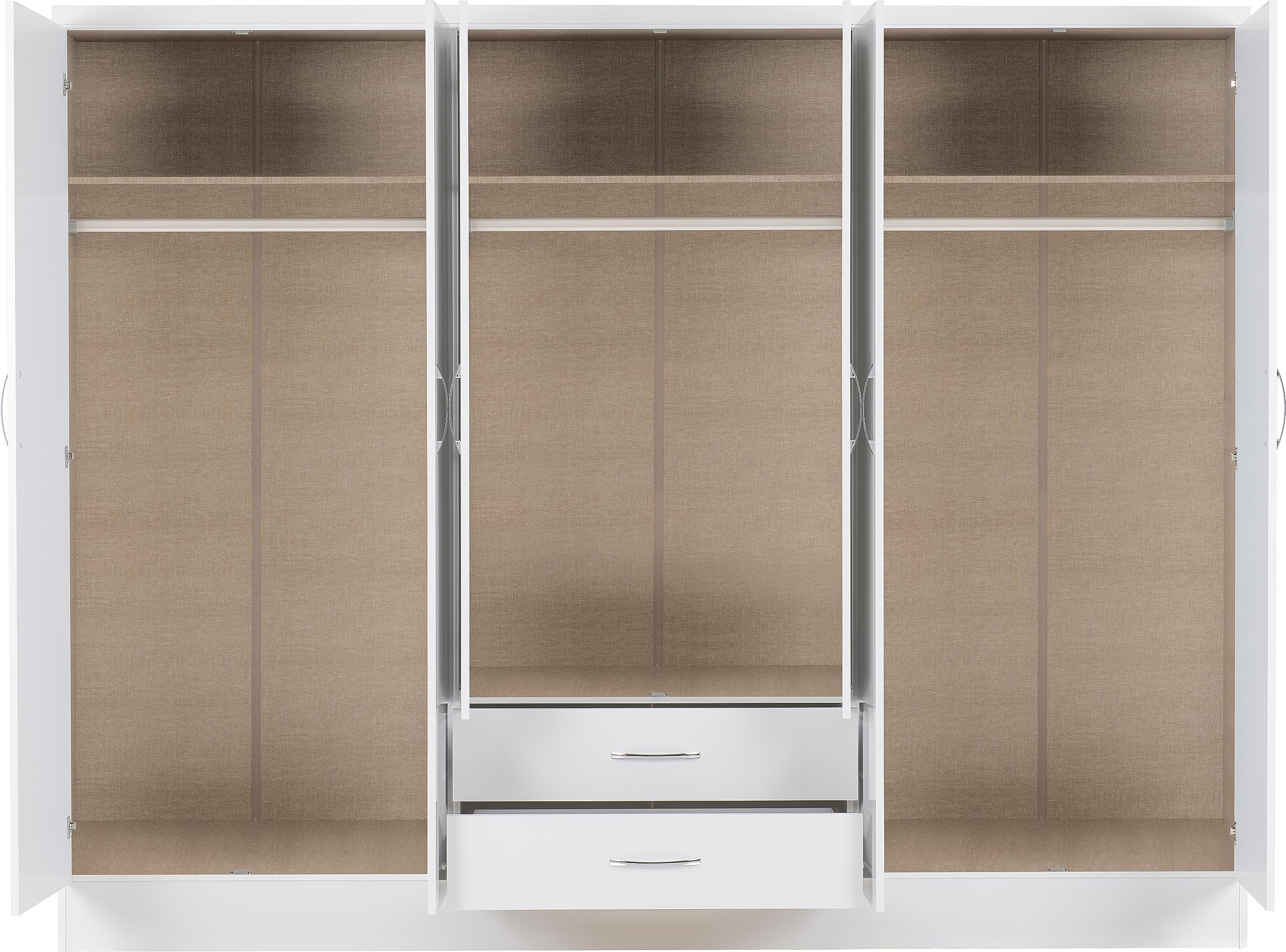 Seconique Nevada 6 Door 2 Drawer Mirrored Wardrobe | White Gloss | W 230cm 6