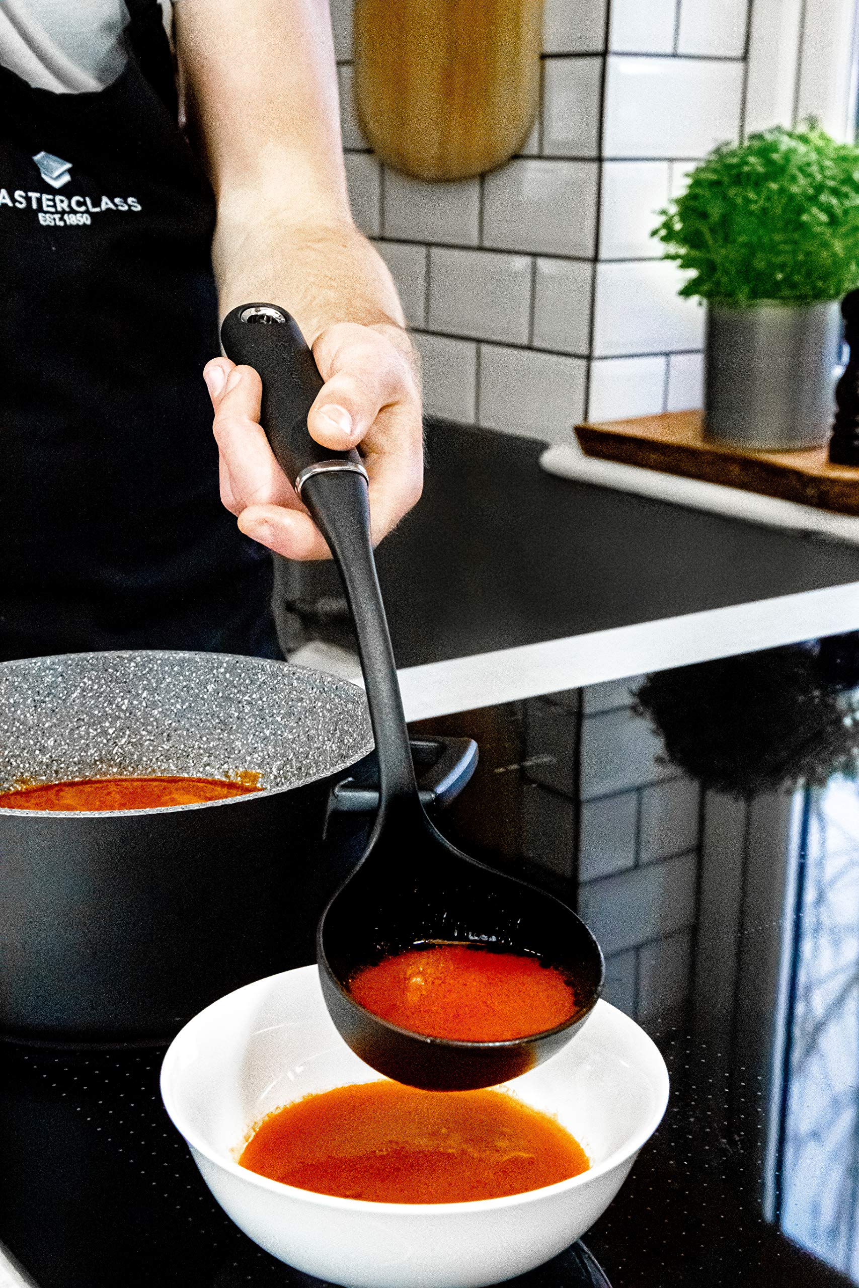 MasterClass Nylon Soup Ladle with Soft Grip Handle | 34 cm Length | Non-Stick Safe 5