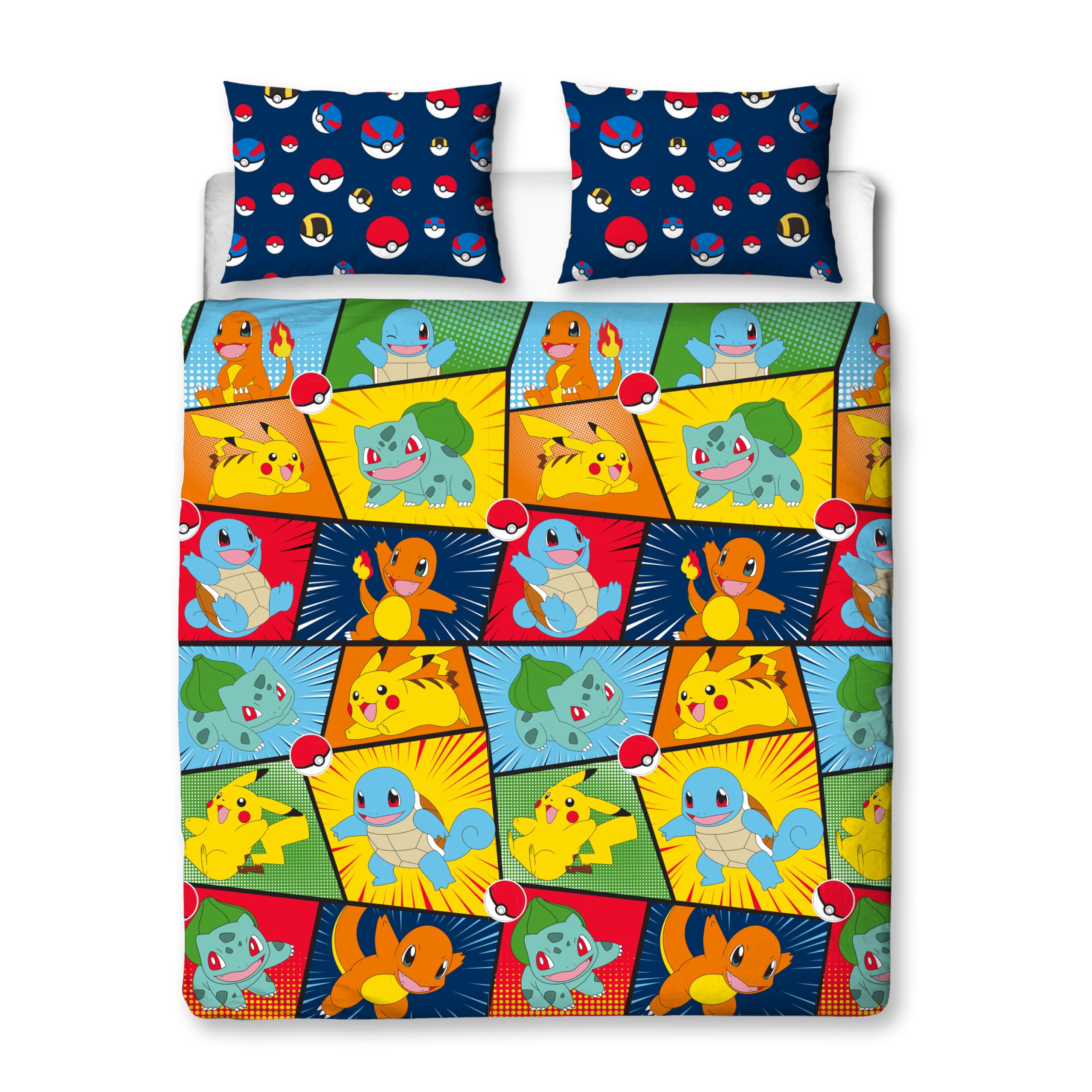 Character World Pokemon Retro Design Double Duvet Cover Set | Reversible | Brushed Microfibre 2
