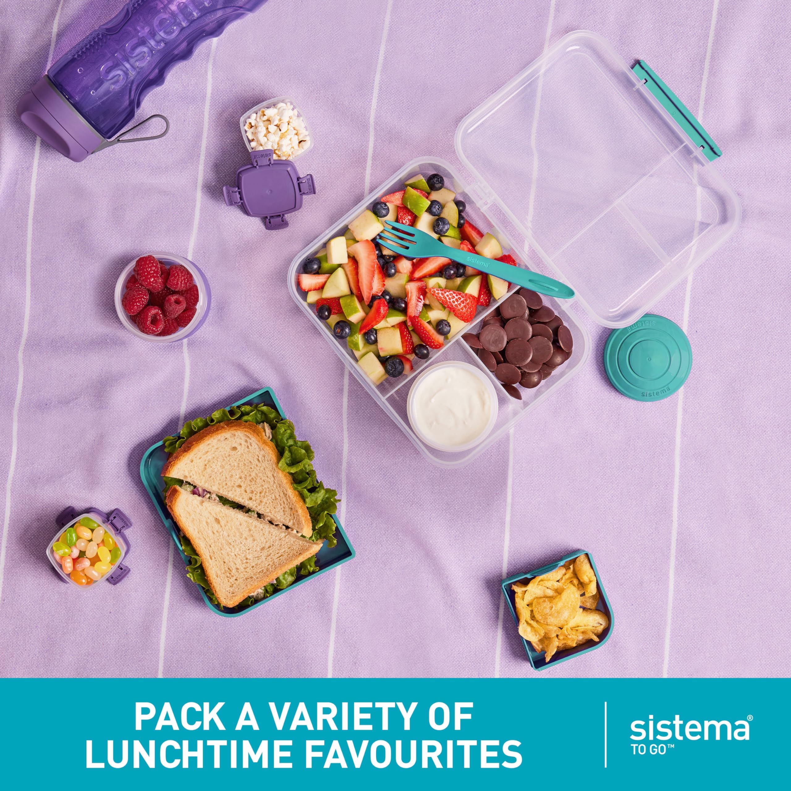 Sistema Bento Box Lunch Container - 1.65 L Capacity | Hinged Lid with Seal | Minty Teal