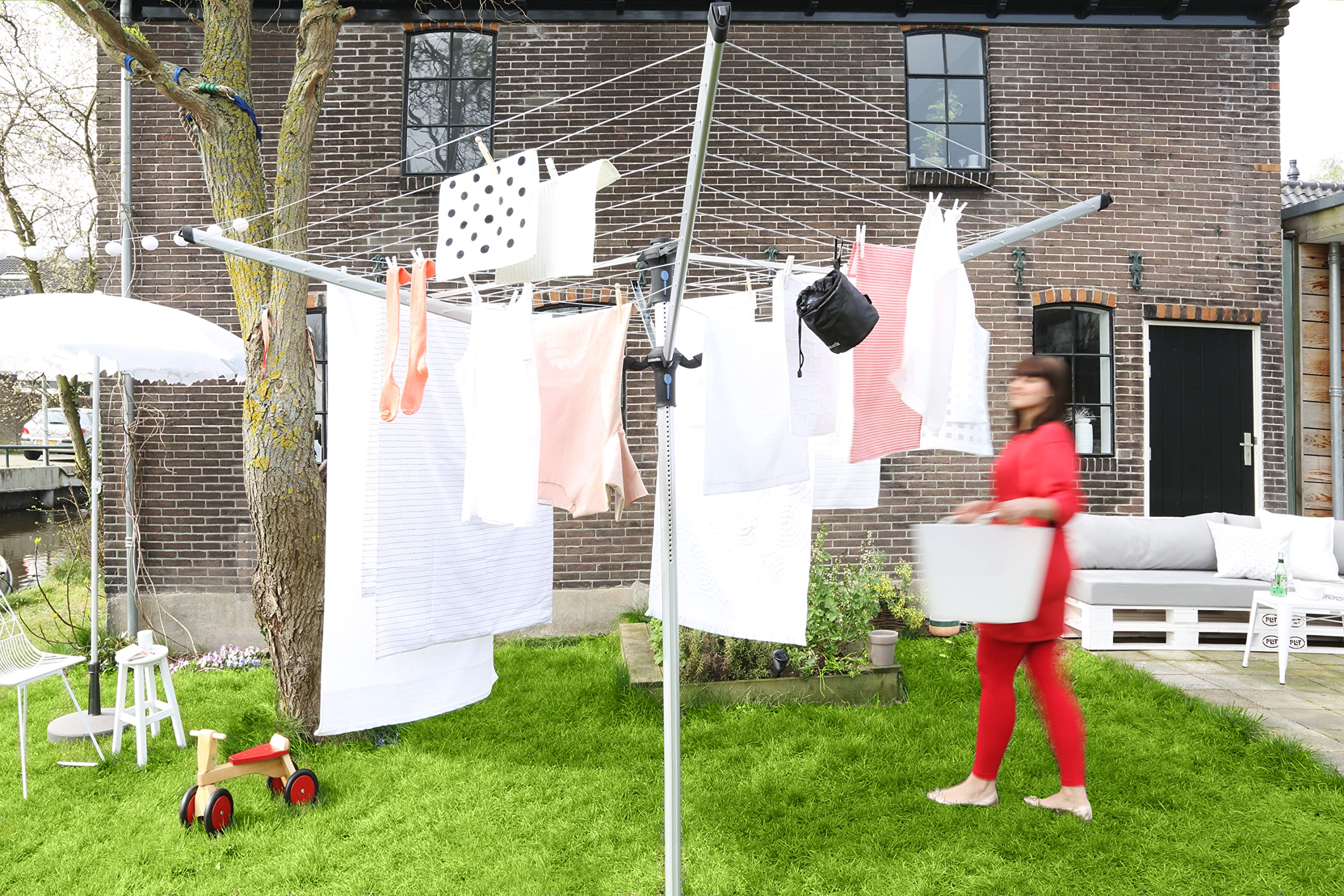Brabantia 60m Lift-O-Matic Advance Rotary Washing Line | Adjustable Height 149-197 cm | Includes Cover & Peg Bag 6