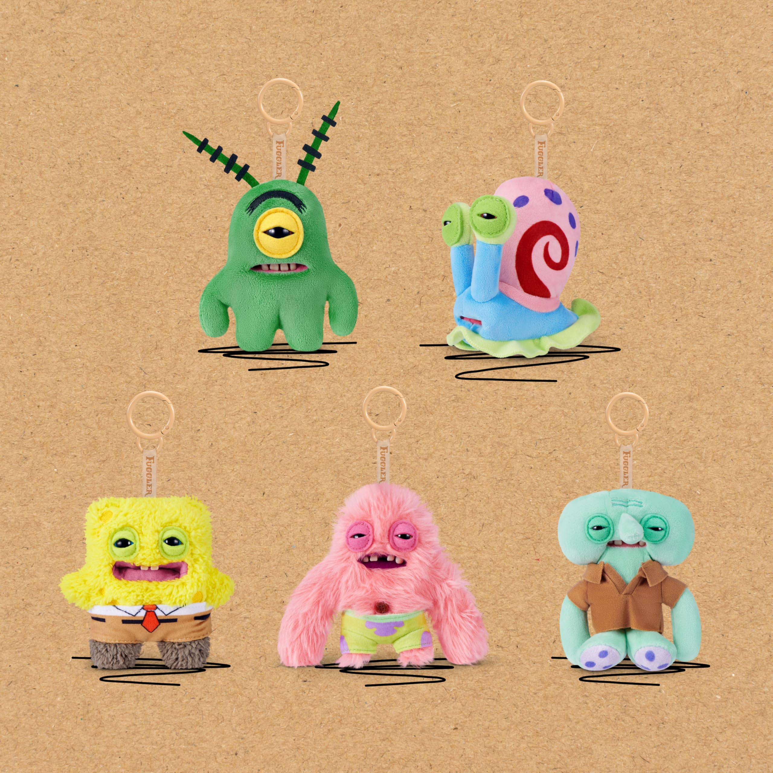 Fuggler SpongeBob Plush Keyring Pack - 5 Inch, 5 Pack by ZURU | Polyester 4