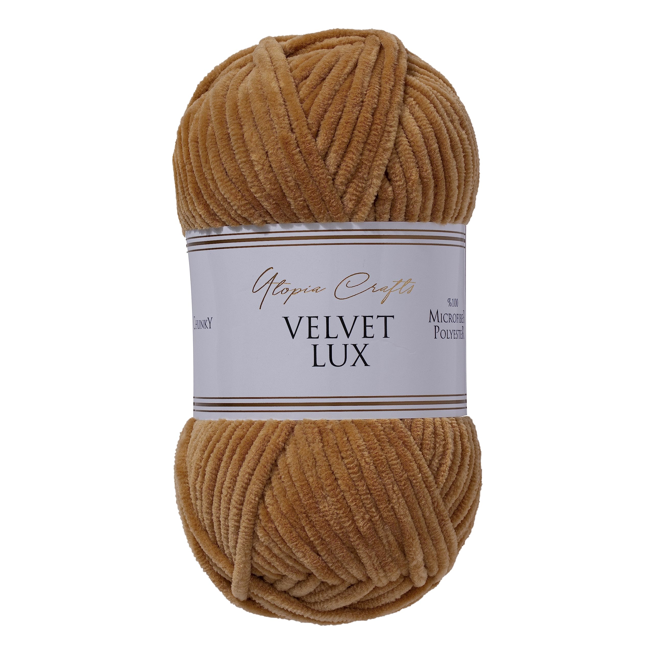 Utopia Crafts Velvet Lux Chenille Yarn - Super Soft Chunky for Knitting & Crochet | 100g Warm Brown 1