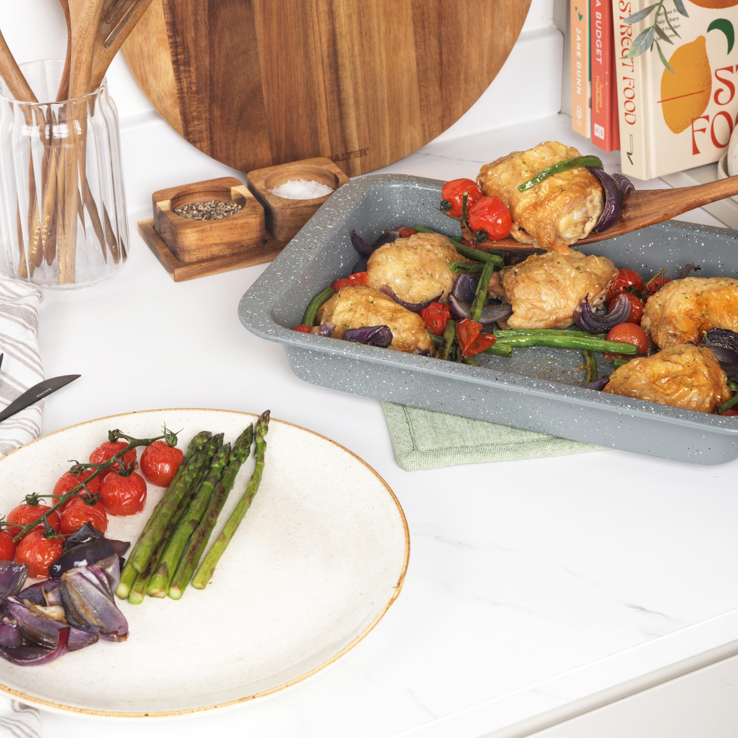 Salter BW02774G Marblestone Roasting Tin - 36cm Non-Stick, Carbon Steel, Oven Safe to 220°C 8