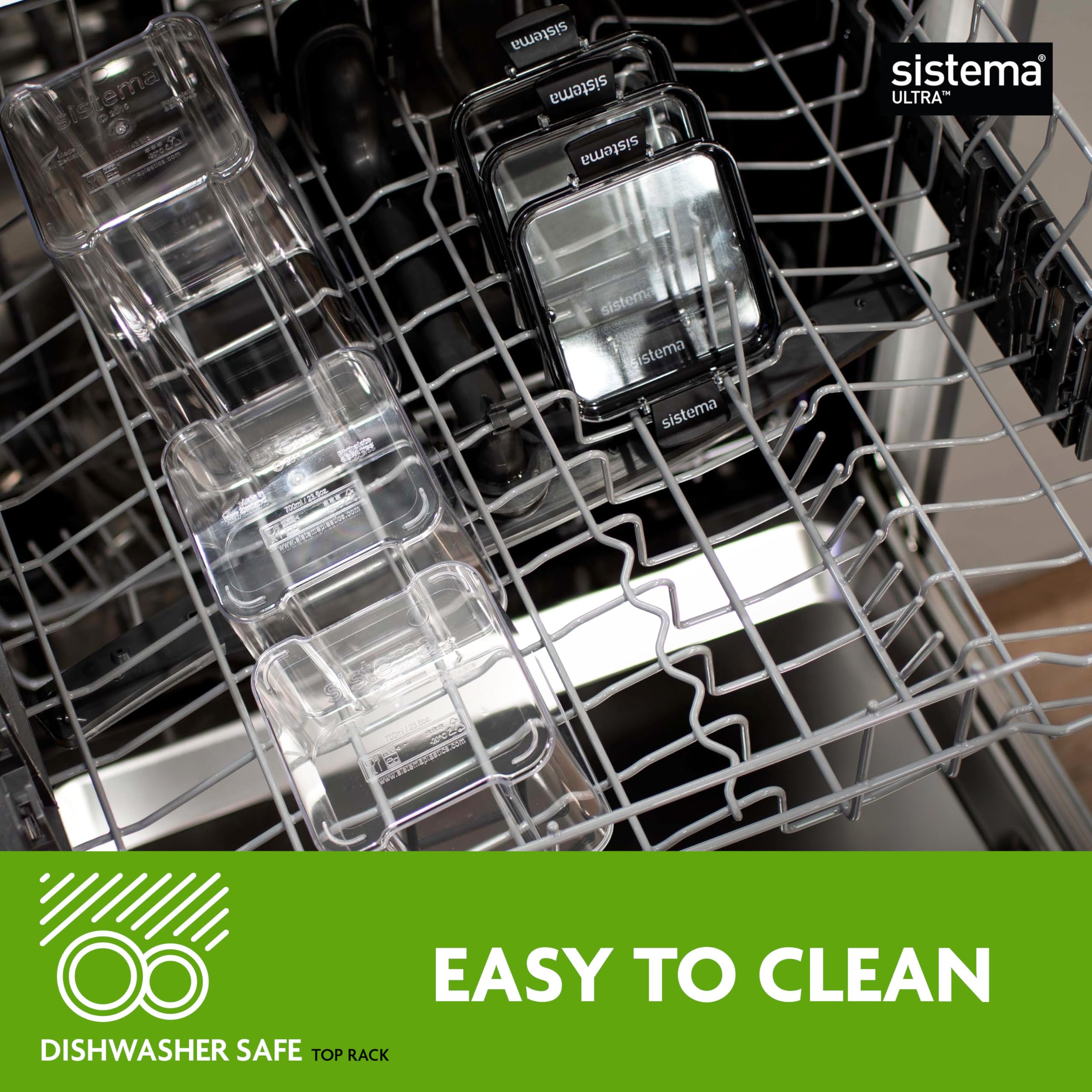 Sistema Ultra Airtight Pantry Storage Container - 920 ml Square | Stackable Locking Clips | BPA-Free 5