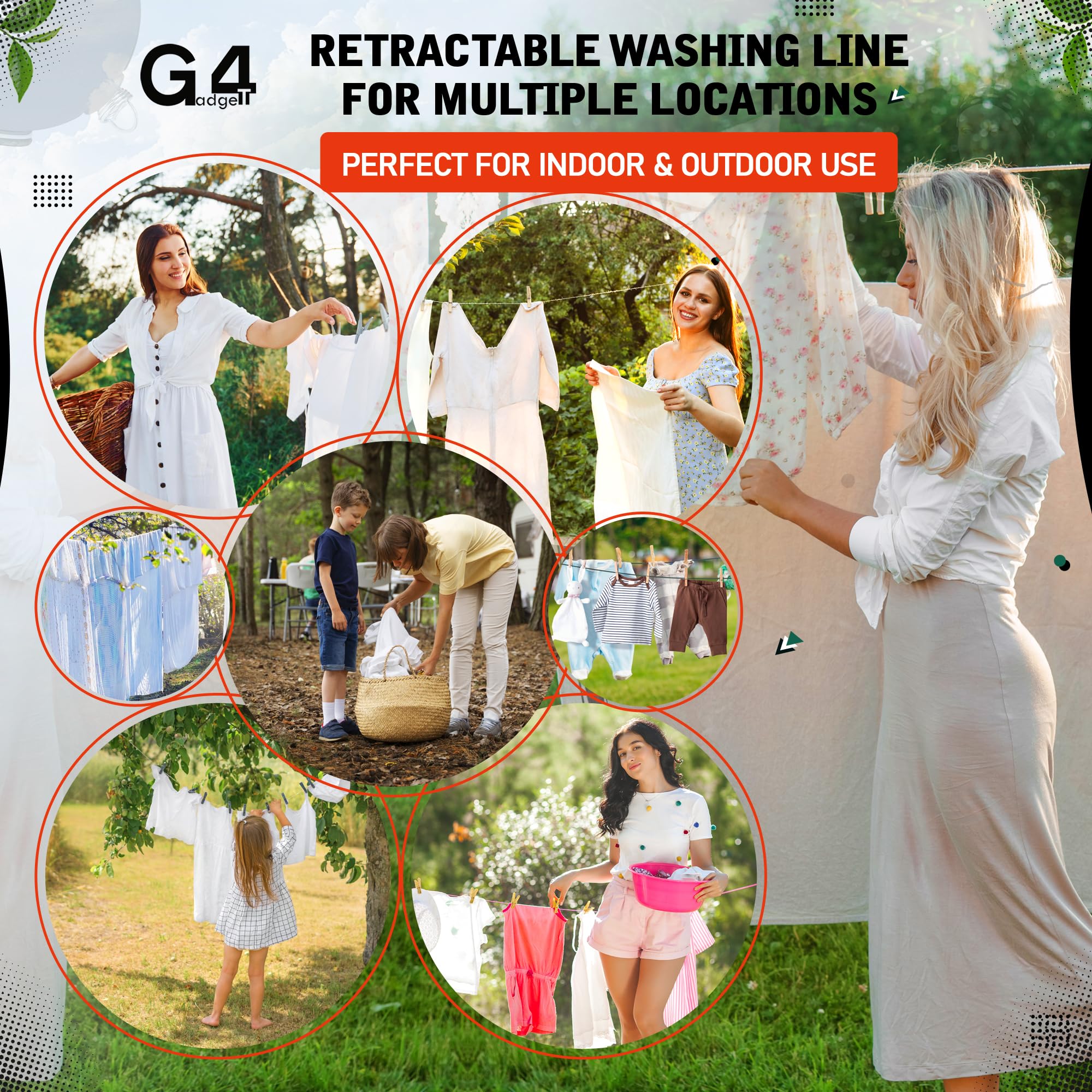 G4GADGET Outdoor Retractable Clothes Line - 15m Drying Space | Heavy Duty | Grey 8