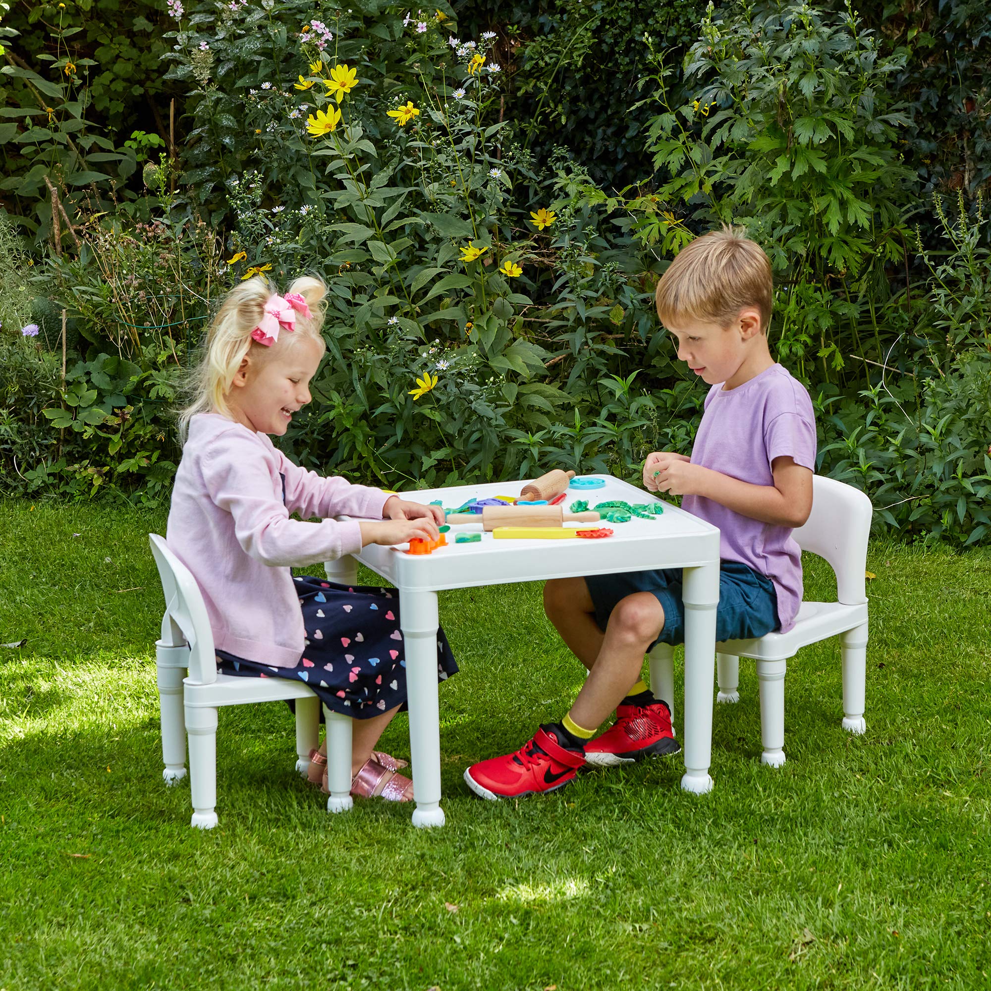 Liberty House Toys Plastic Table and Two Chair Set White | Ages 2+ | Simple Assembly 5