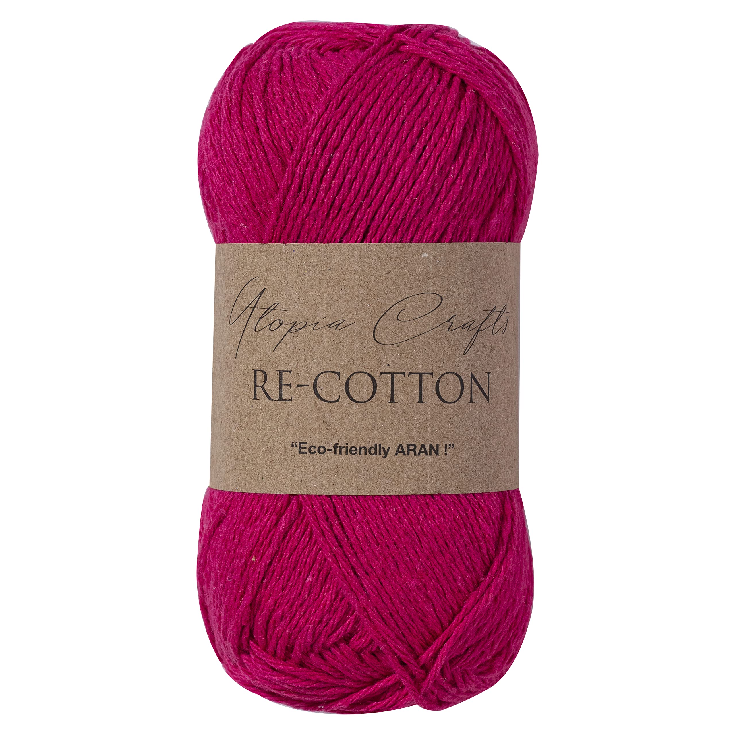 Utopia Crafts Re-Cotton DK Knitting Yarn - 100g Rose | 2mm Thickness | Oeko-Tex Certified 2