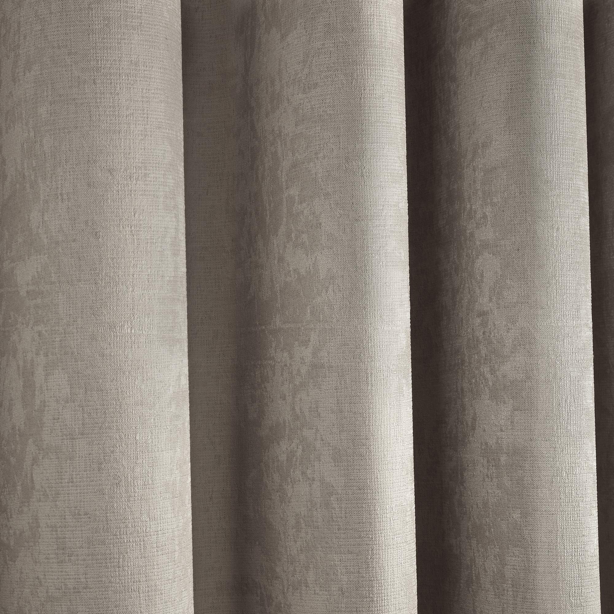 Fusion Strata Natural Linen Eyelet Curtains - 90" W x 90" L (2 Panels) | Triple Woven Dim-Out | Polyester 3