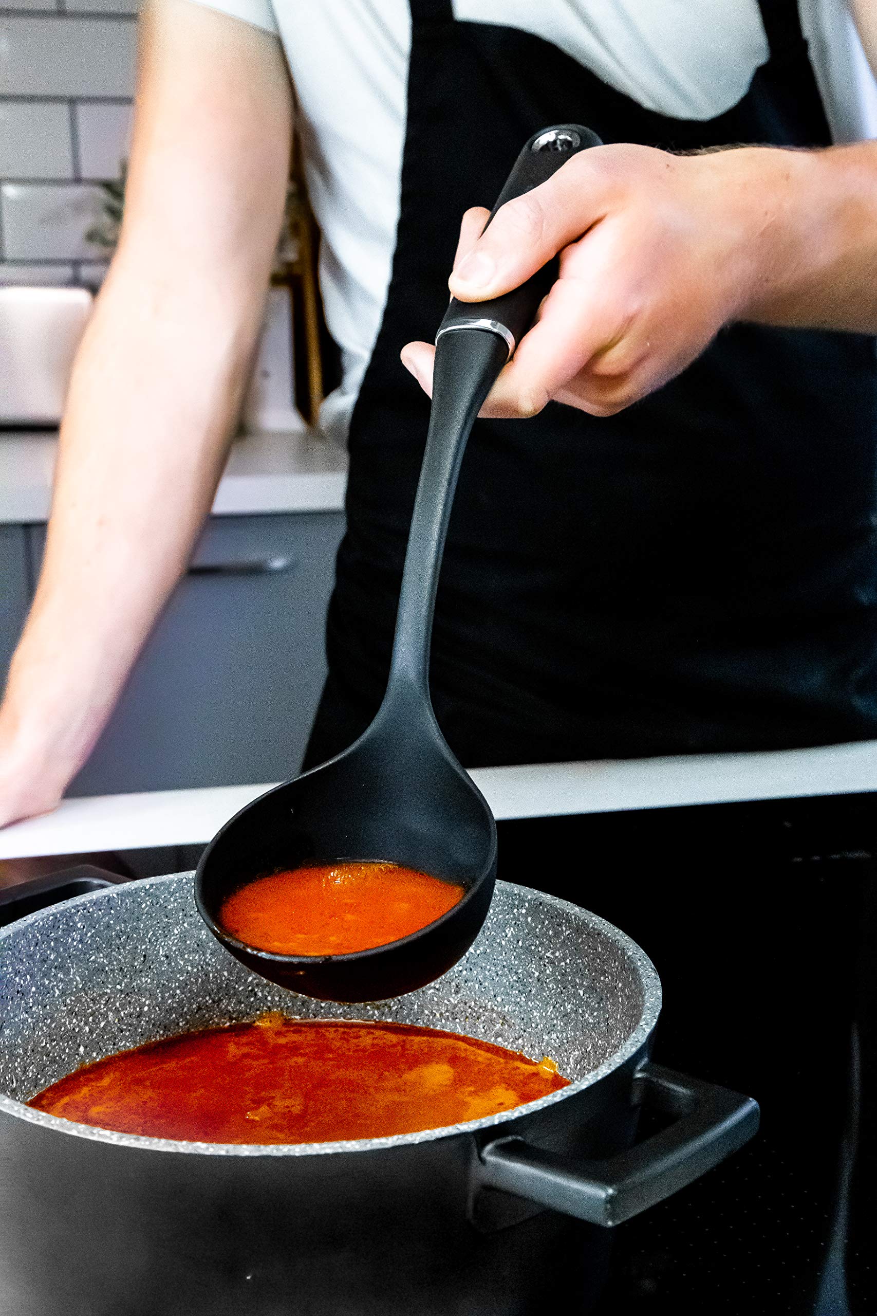 MasterClass Nylon Soup Ladle with Soft Grip Handle | 34 cm Length | Non-Stick Safe 4