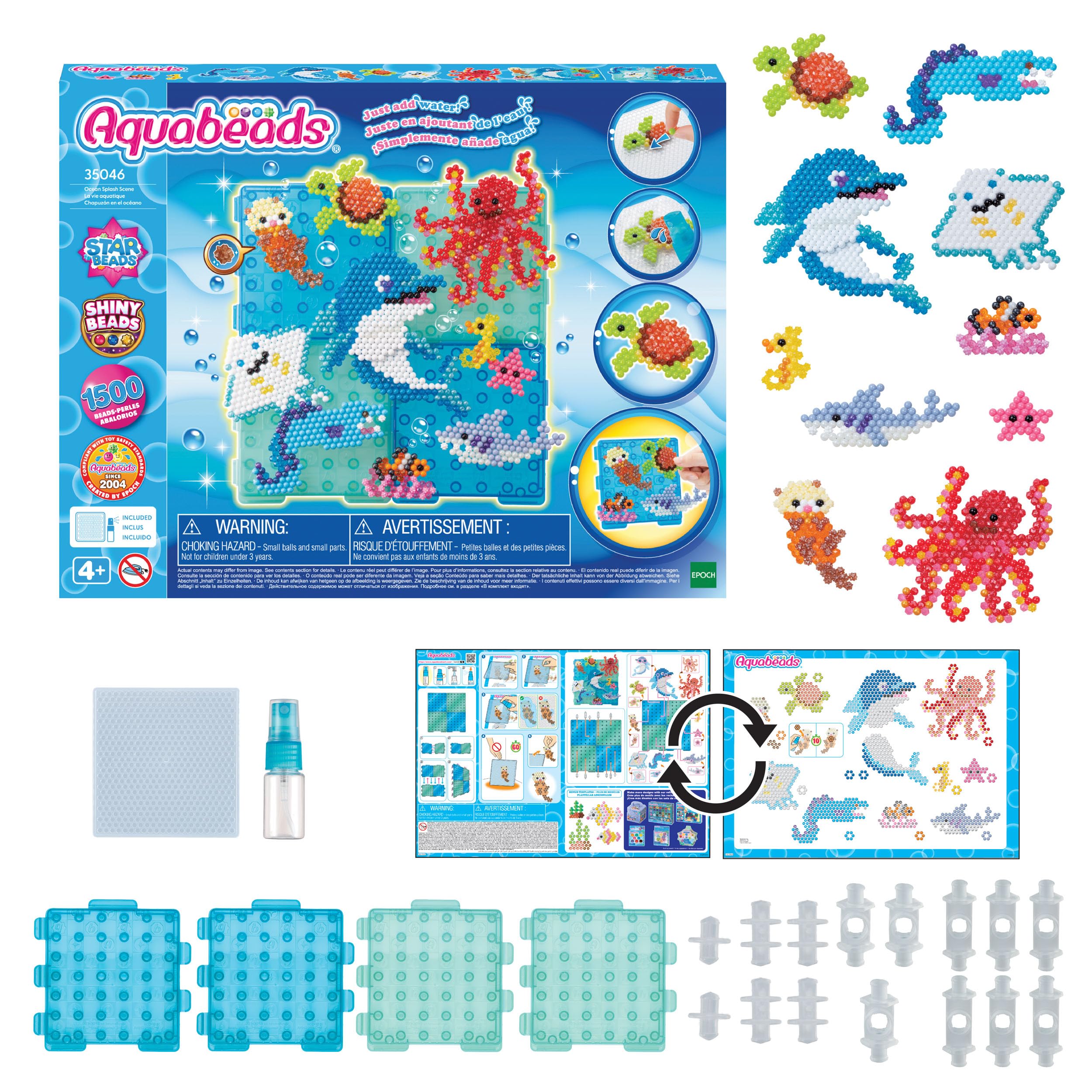Aquabeads Ocean Splash Scene Beading Kit - 1500 Beads, 29 Colors | Ages 4+ 7